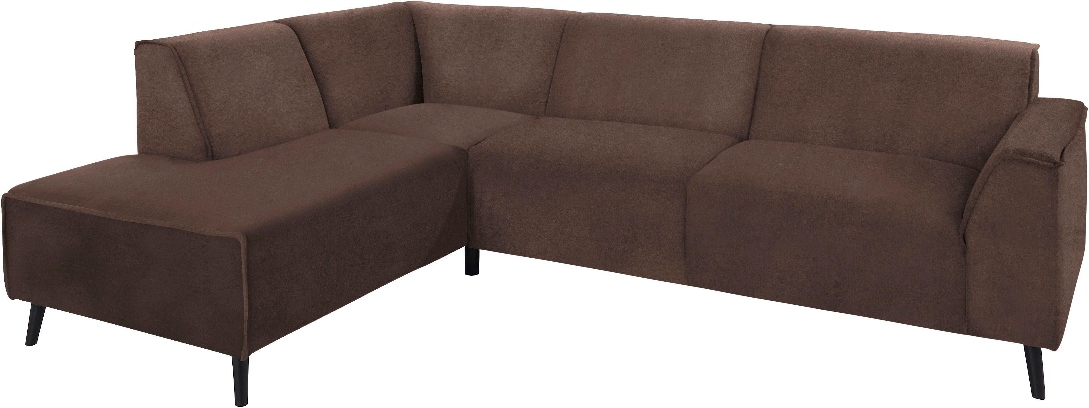 DOMO collection Ecksofa "Amora, inkl. Federkern für mehr Sitzkomfort, Breite 263cm, L-Form" Komfortsitzhöhe 47 cm, Fußhöhe passend für gängige Saugroboter