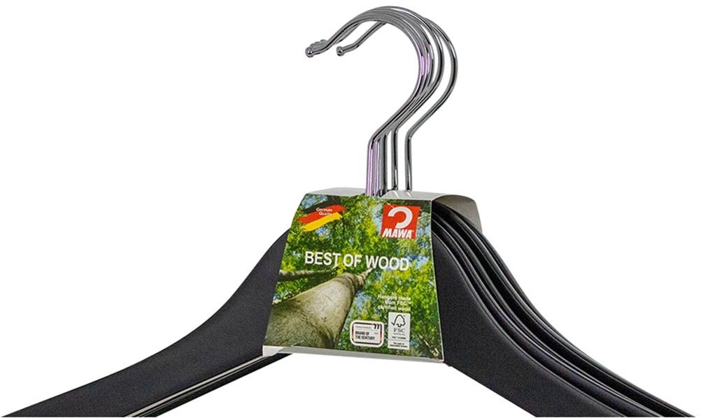 MAWA Kleiderbügel »Basic RE RFS«, (Set, 5 tlg., 5 Kleiderbügel), aus Lotusholz