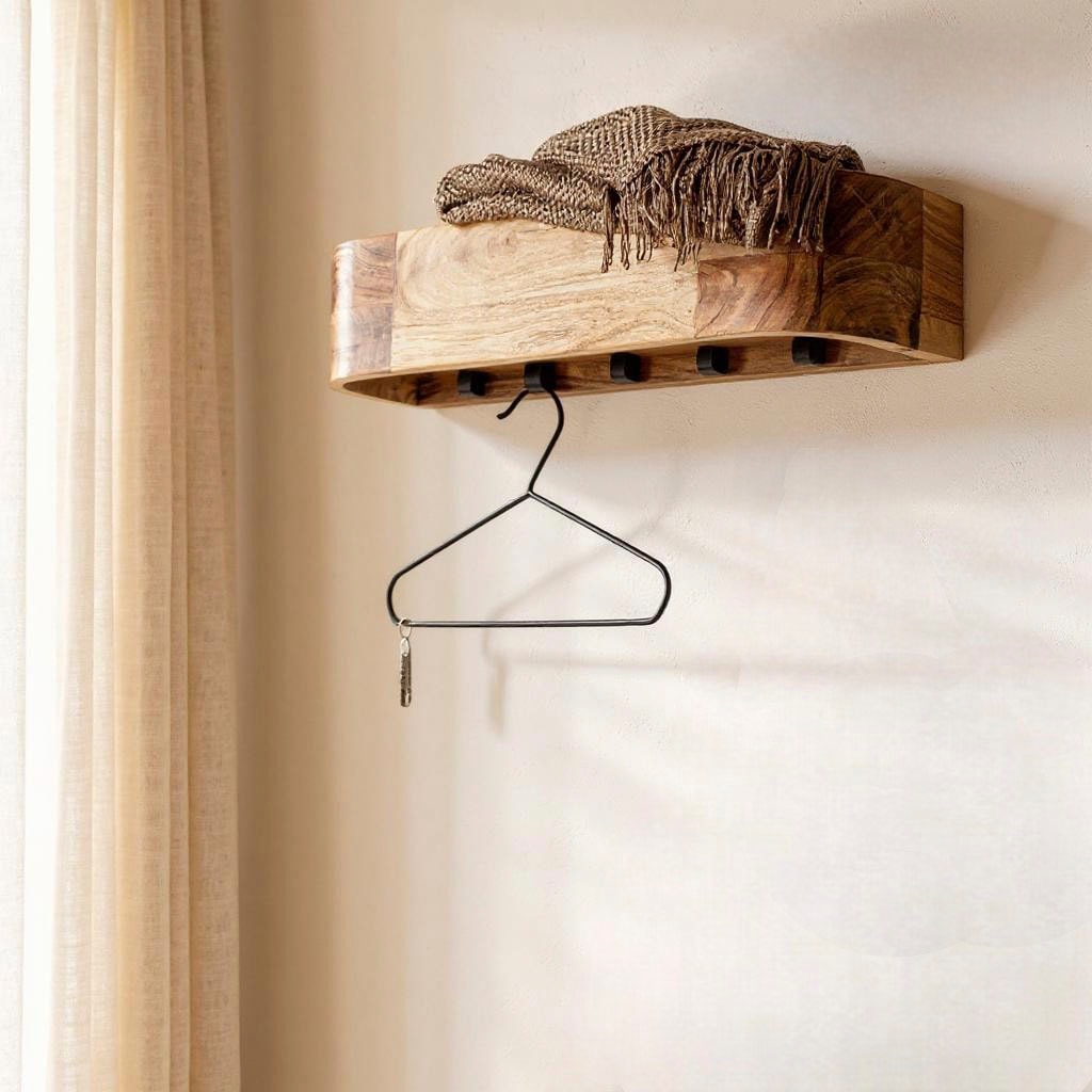 HAKU Wandgarderobe »Wandgarderobe« 1 Stk. tlg. rechteckig - aus Massivholz Braun - B/T/H 60/20/13 cm