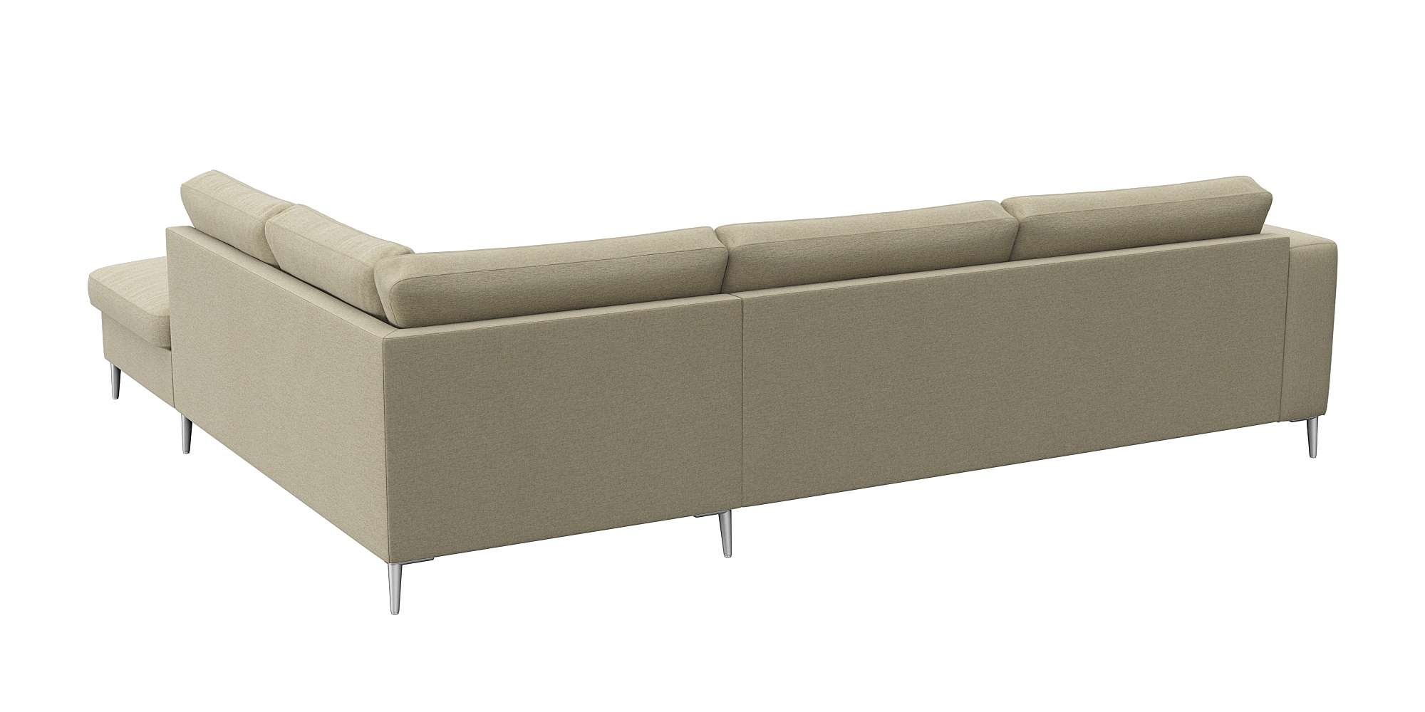 FLEXLUX Ecksofa »Fiore, super Sitzkomfort durch Kaltschaum im Sitz, L-Form«, breite Armlehnen, Füße Alu
