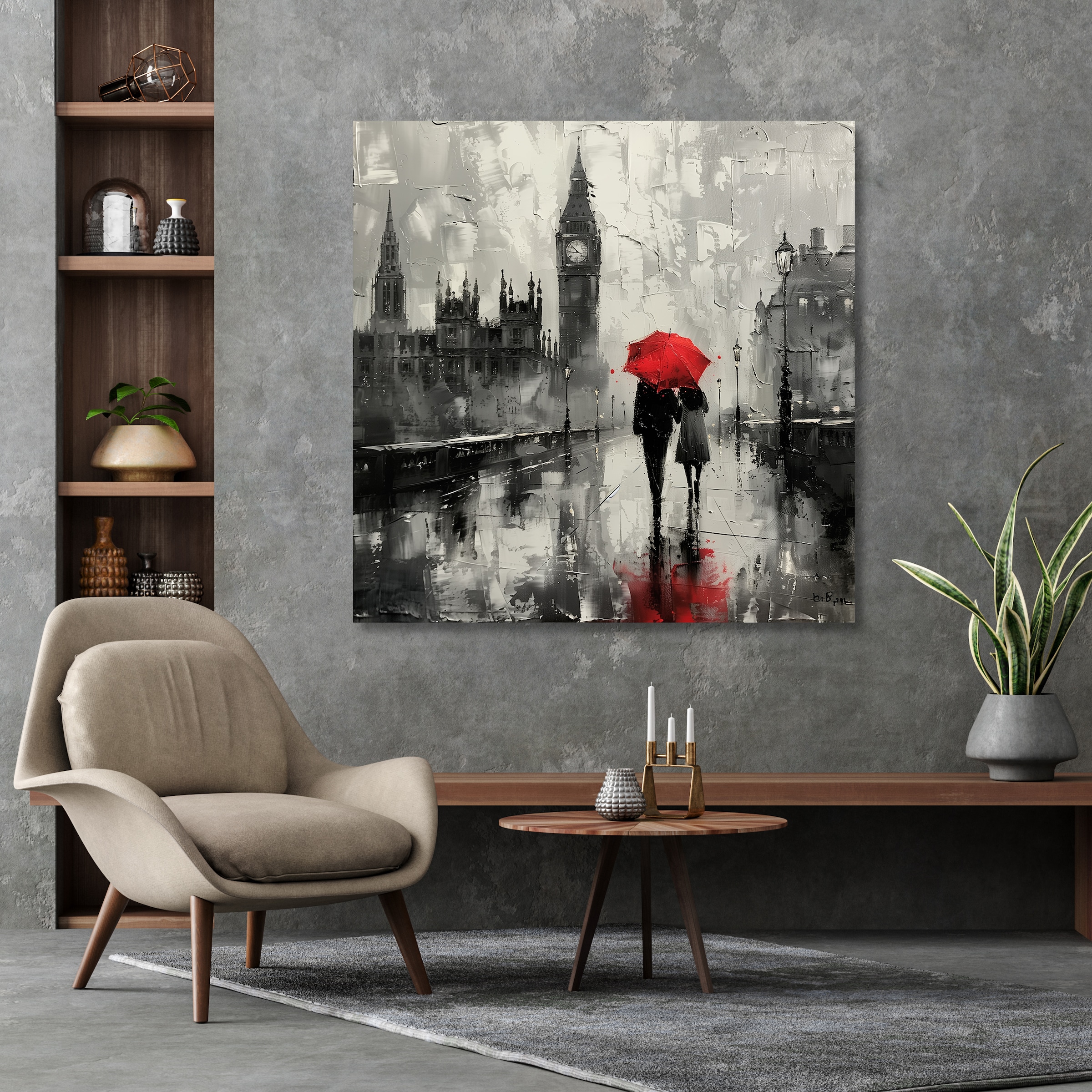 queence Leinwandbild »Big Ben bei Regen«, Architektonische Elemente-Bilder von Europa-Bilder von Liebespaaren-Brücken-Filmszene-Großbritannien-Jahreszeiten-Paar-Personen-Rain-Romantisch, (1 St.), Premium-Leinwandstoff, Handarbeit aus Deutschland