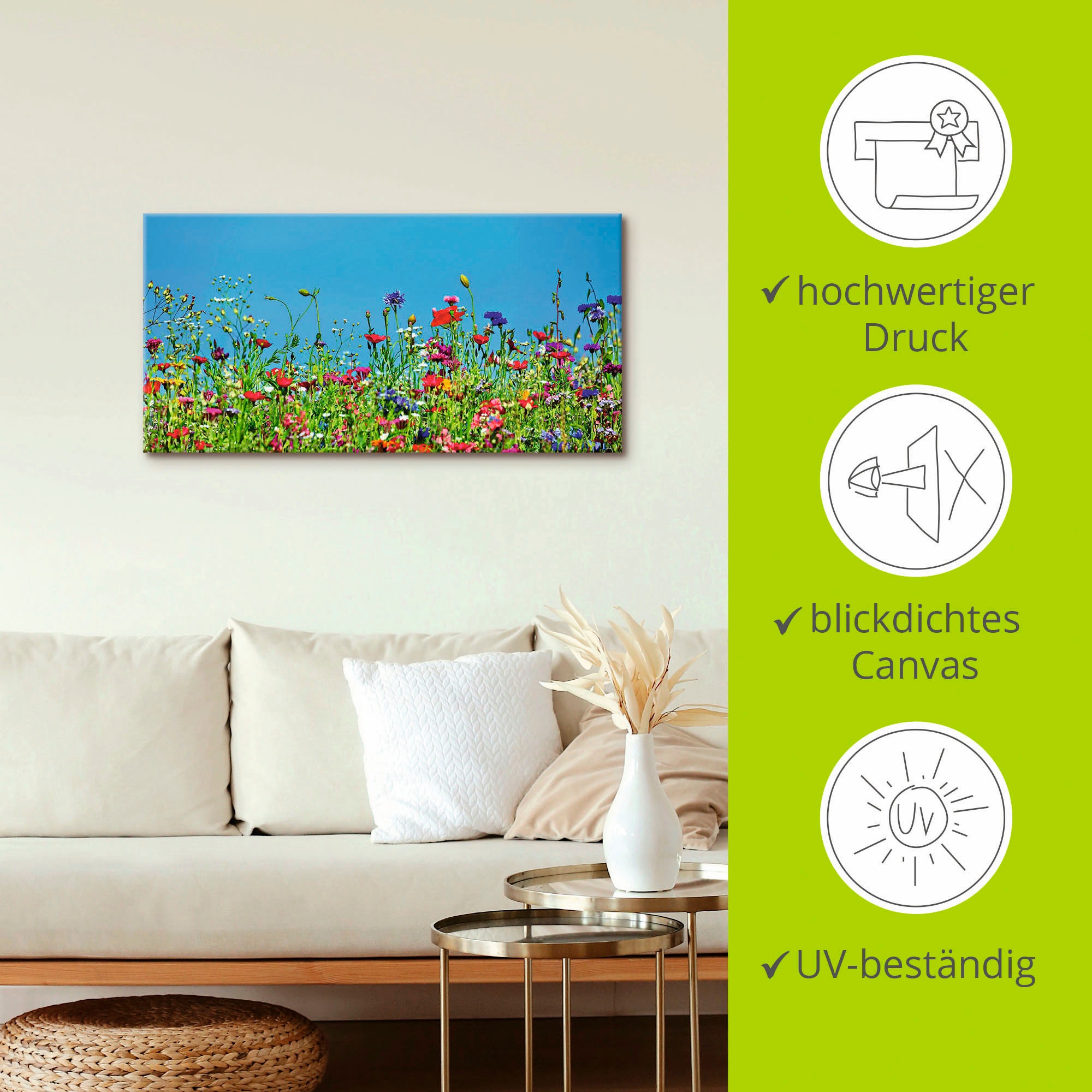 Artland Wandbild »Blumenwiese II« Blumenwiese 1 Stk. tlg. als Leinwandbild, Wandaufkleber in verschied. Größen