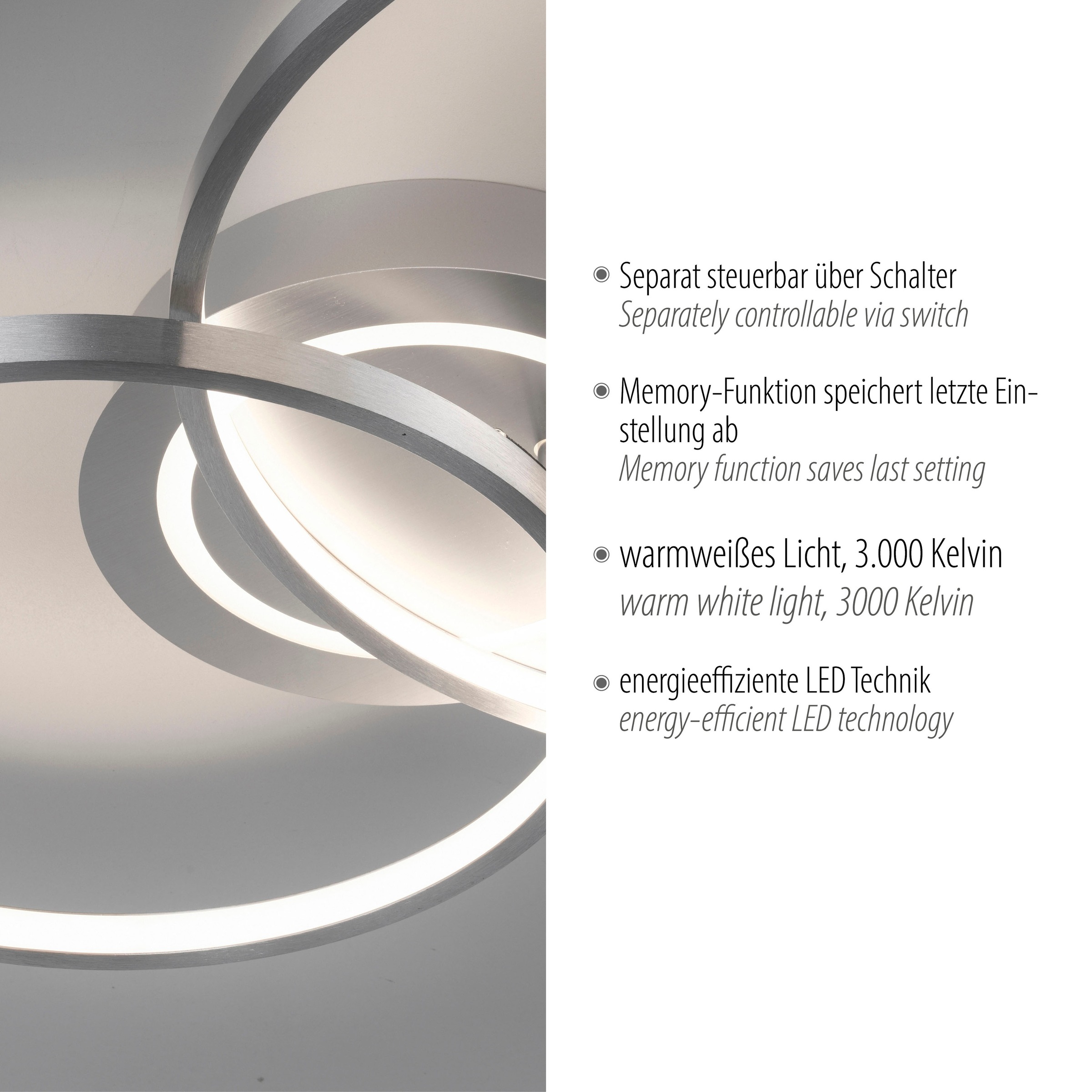 JUST LIGHT LED Deckenleuchte »ASMINA«, 2 flammig, Leuchtmittel LED-Board-LED-Board | LED fest integriert-LED fest integriert