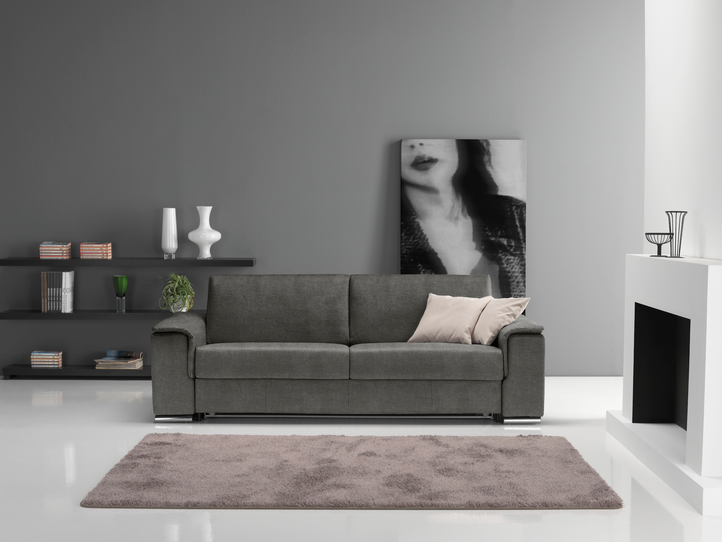Egoitaliano 2,5-Sitzer "Cecilia, modern & elegant, erstklassiger Sitzkomfort, Breite 234cm" mit verchromten Metallfüßen