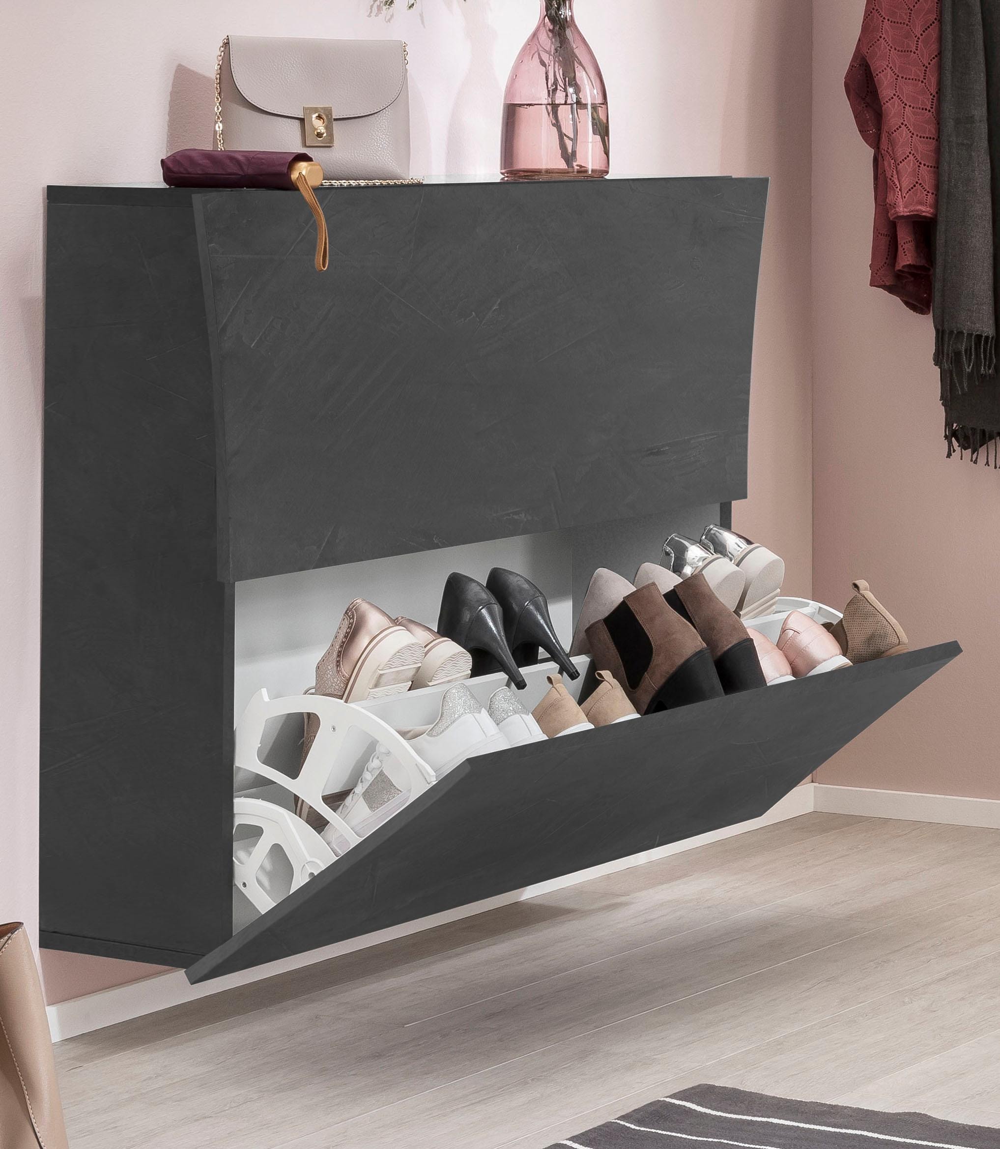 INOSIGN Schuhschrank »Arco, Schuhkipper, Schuhkommode«, 2 Klappen mit Doppelschuhtrommeln, Frontbreite 90-101cm