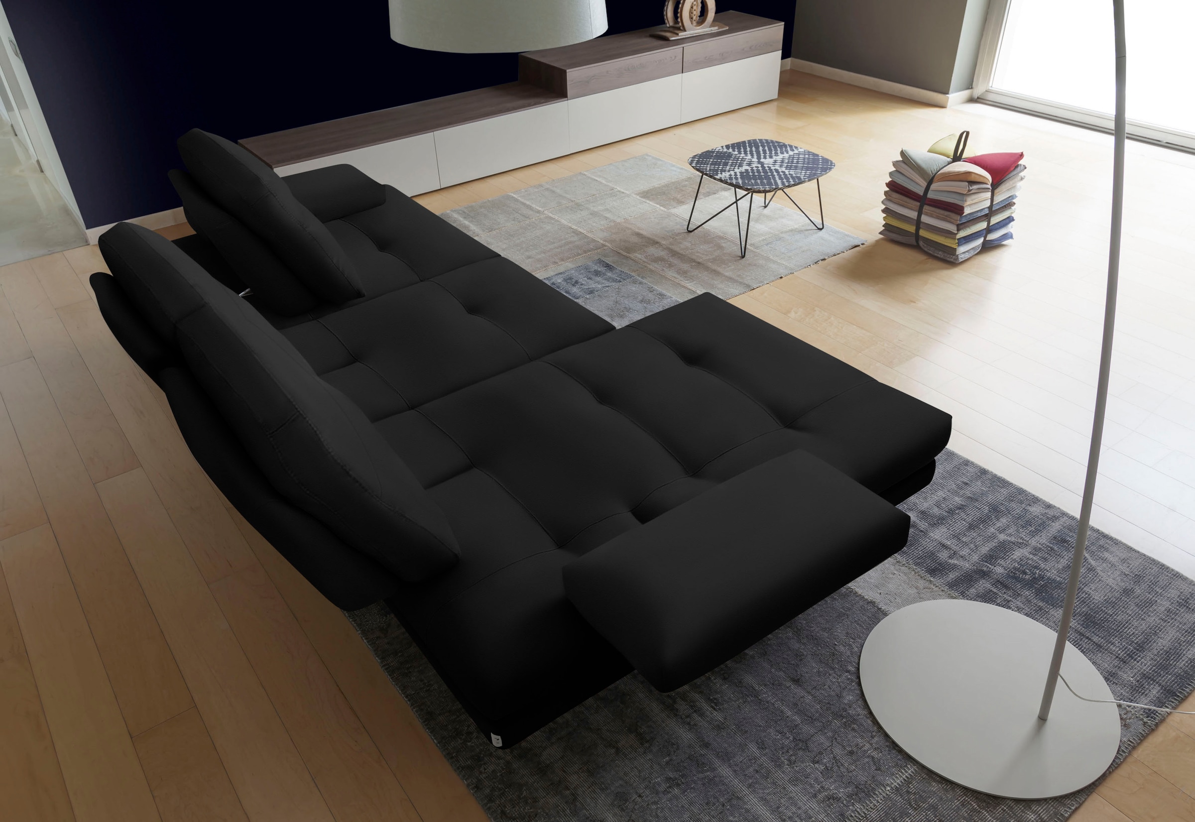 CALIA ITALIA Ecksofa »Toby Wing, L-Form, Designsofa mit sensationellem Sitzkomfort«, inklusive Sitztiefenverstellung, Füße in chrom glänzend