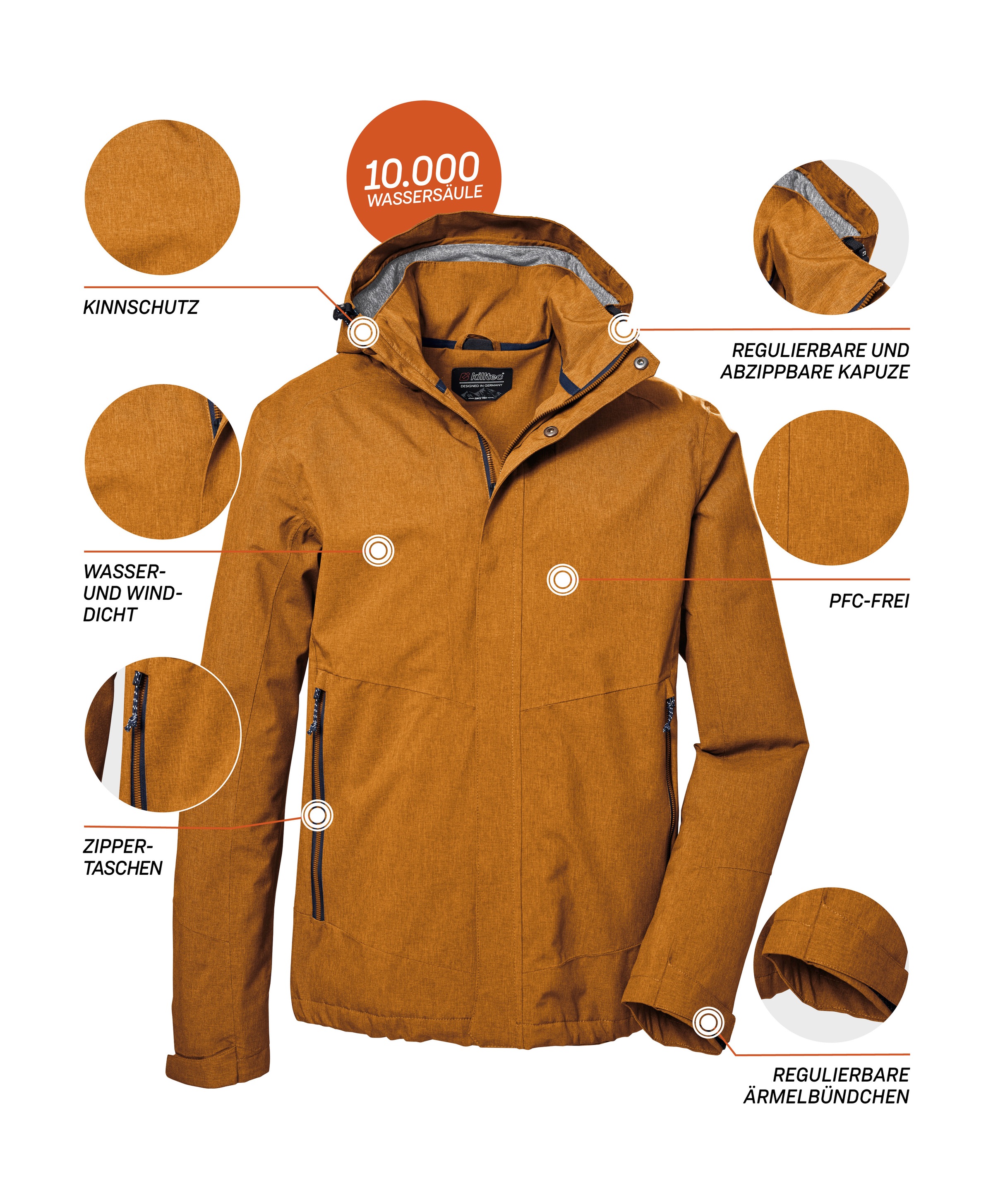 Killtec Outdoorjacke »KOS 53 MN JCKT«, Funktionsjacke: Wind- und wasserdicht, atmungsaktiv, Kapuze abnehmbar