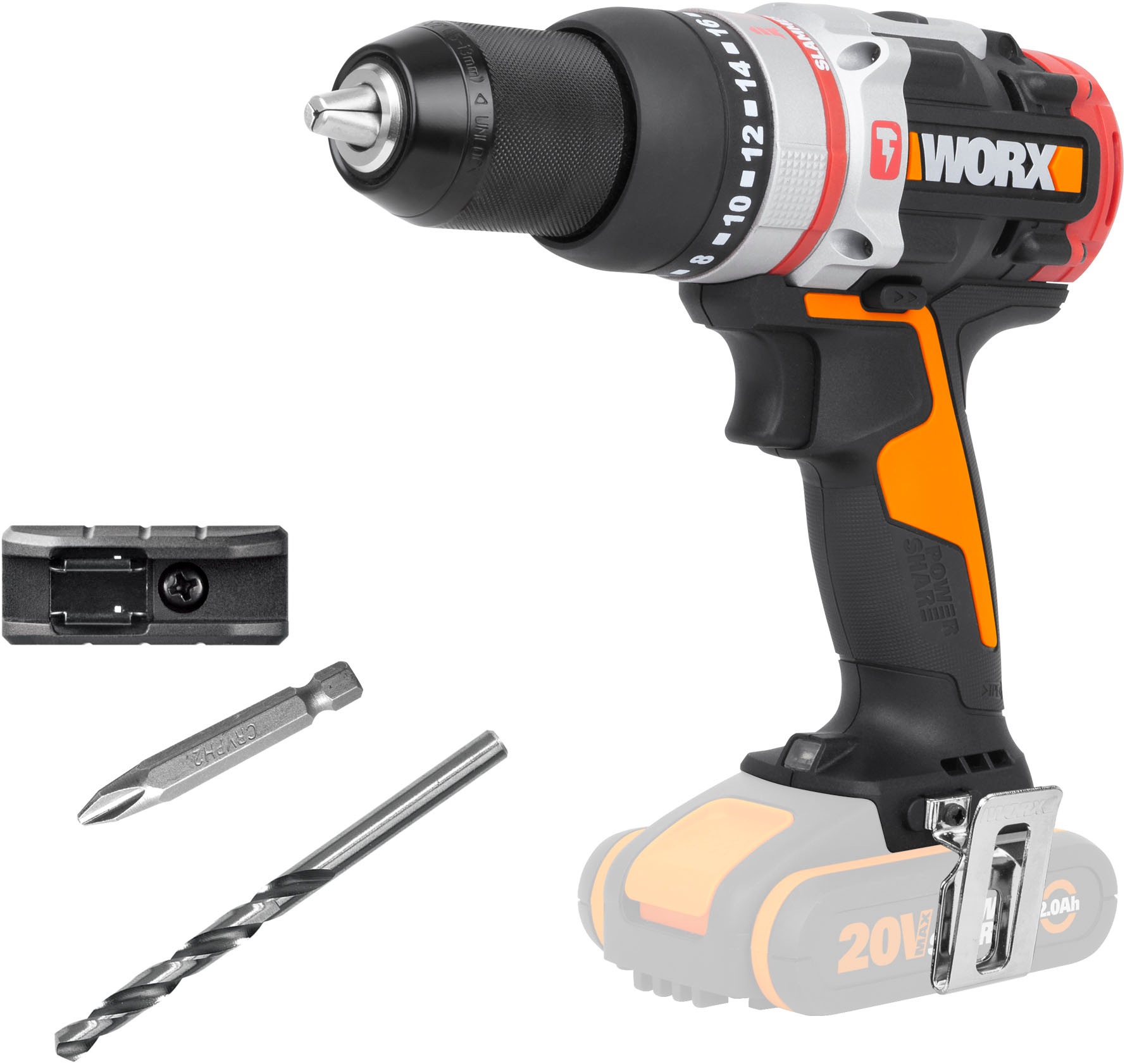 Worx Akku-Schlagbohrmaschine »WX354.9«, bürstenloser Motor, 18+1+1 Drehmoment, 60Nm, ohne Akku & Ladegerät