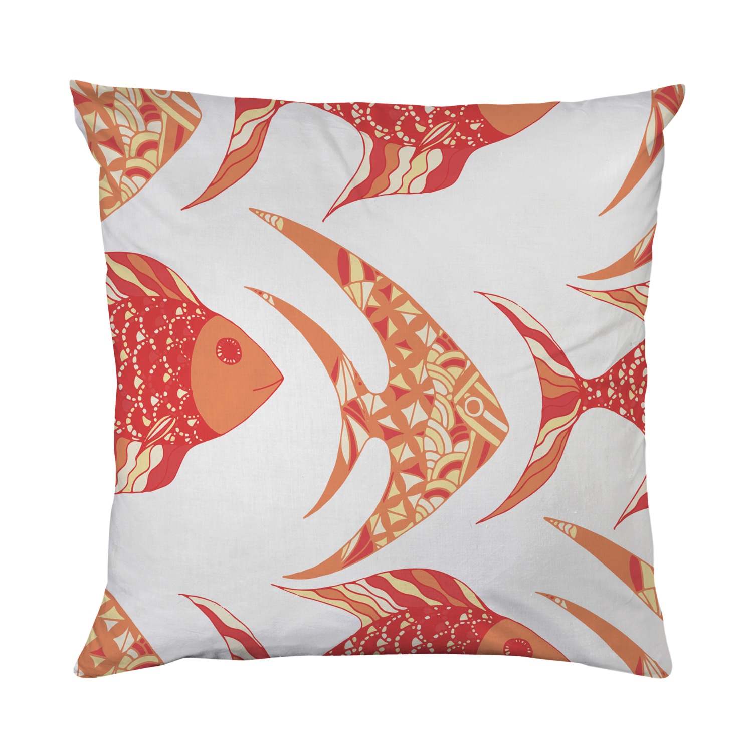 queence Dekokissen »Fische in Rot«, Beidseitig bedruckte Kissenhülle, Kissen 40x40cm, inkl. Reißverschluss