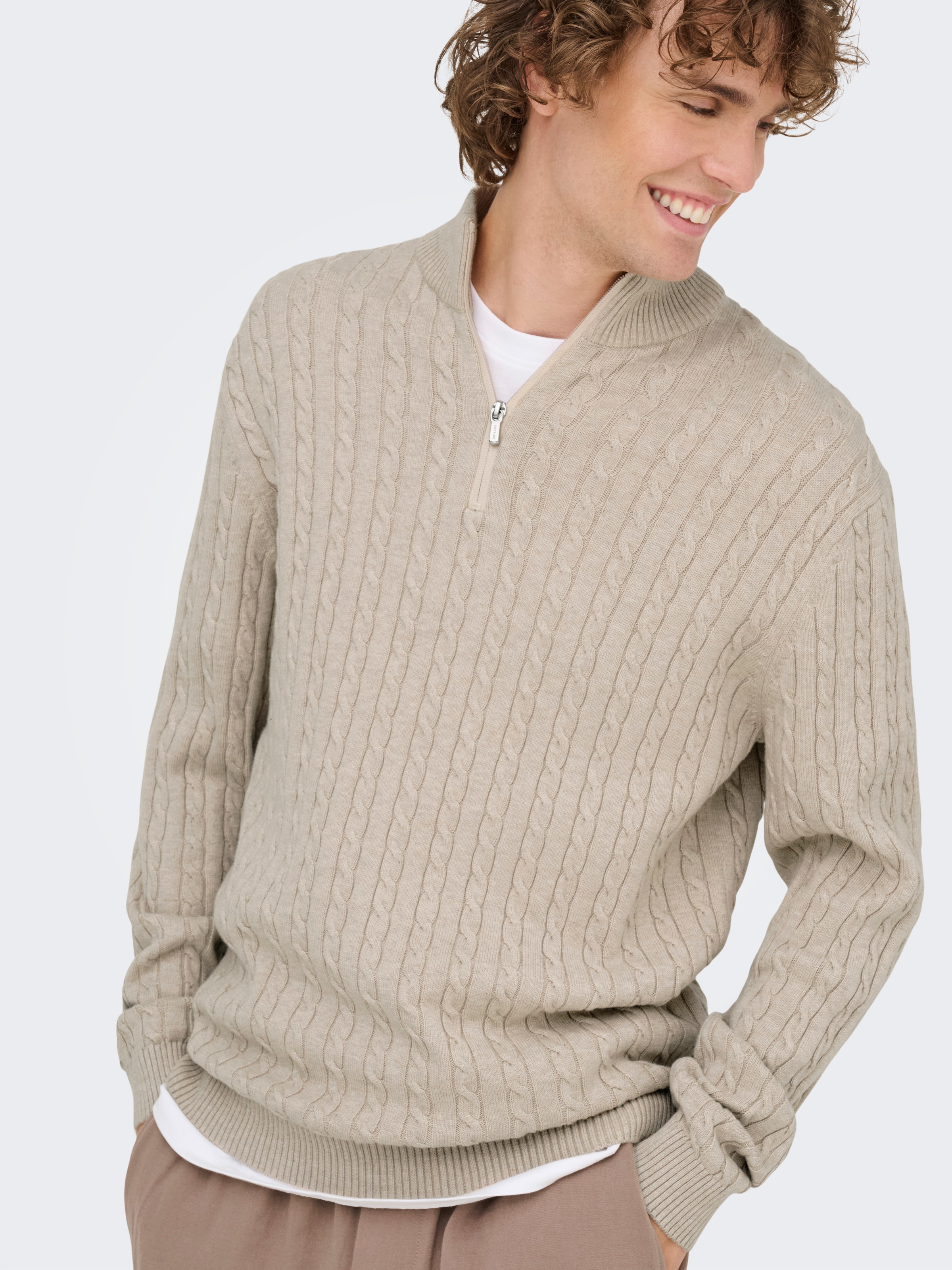 ONLY & SONS Troyer "ONSLOUI REG 12 CABEL HALF ZIP KNIT" günstig online kaufen
