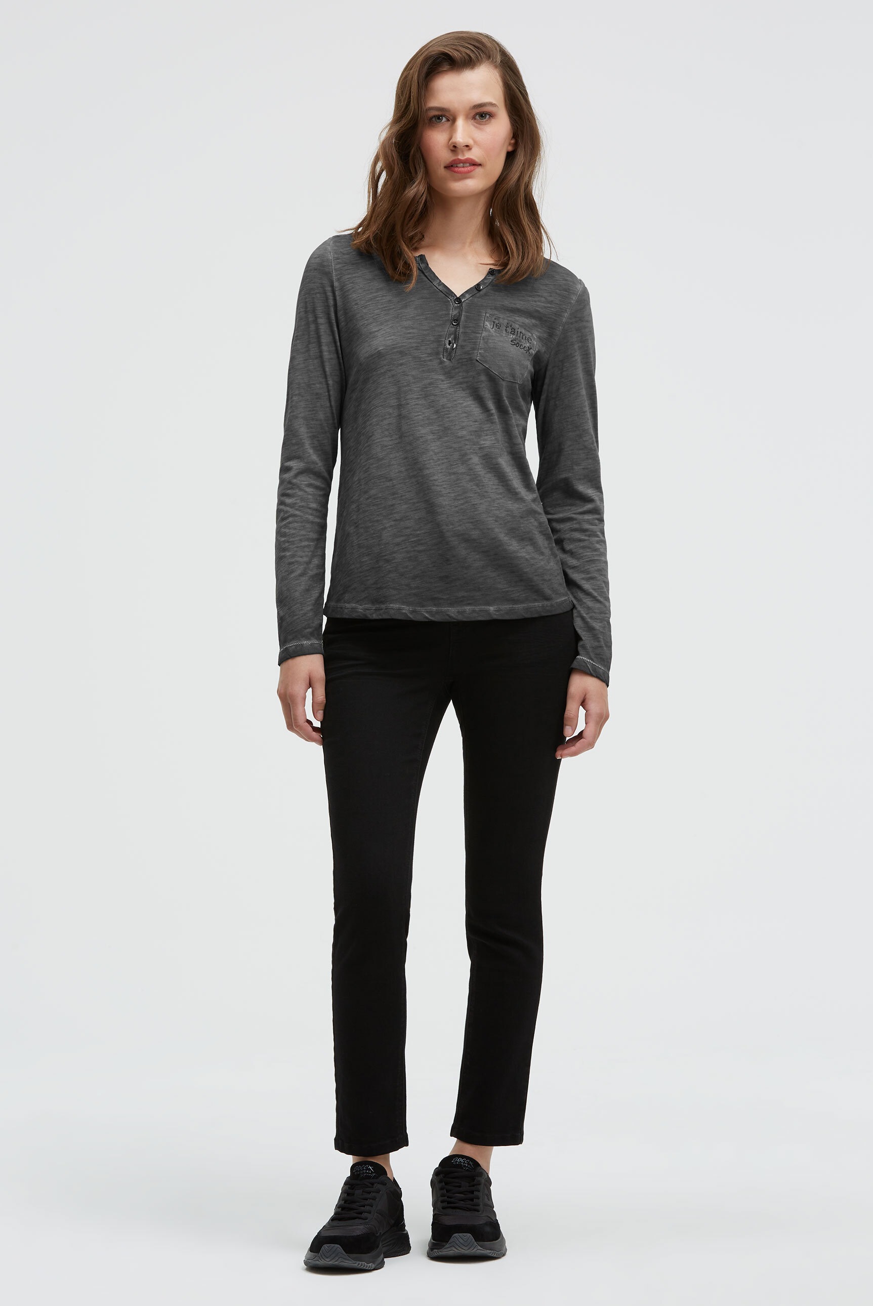 SOCCX Langarmshirt mit Brusttasche