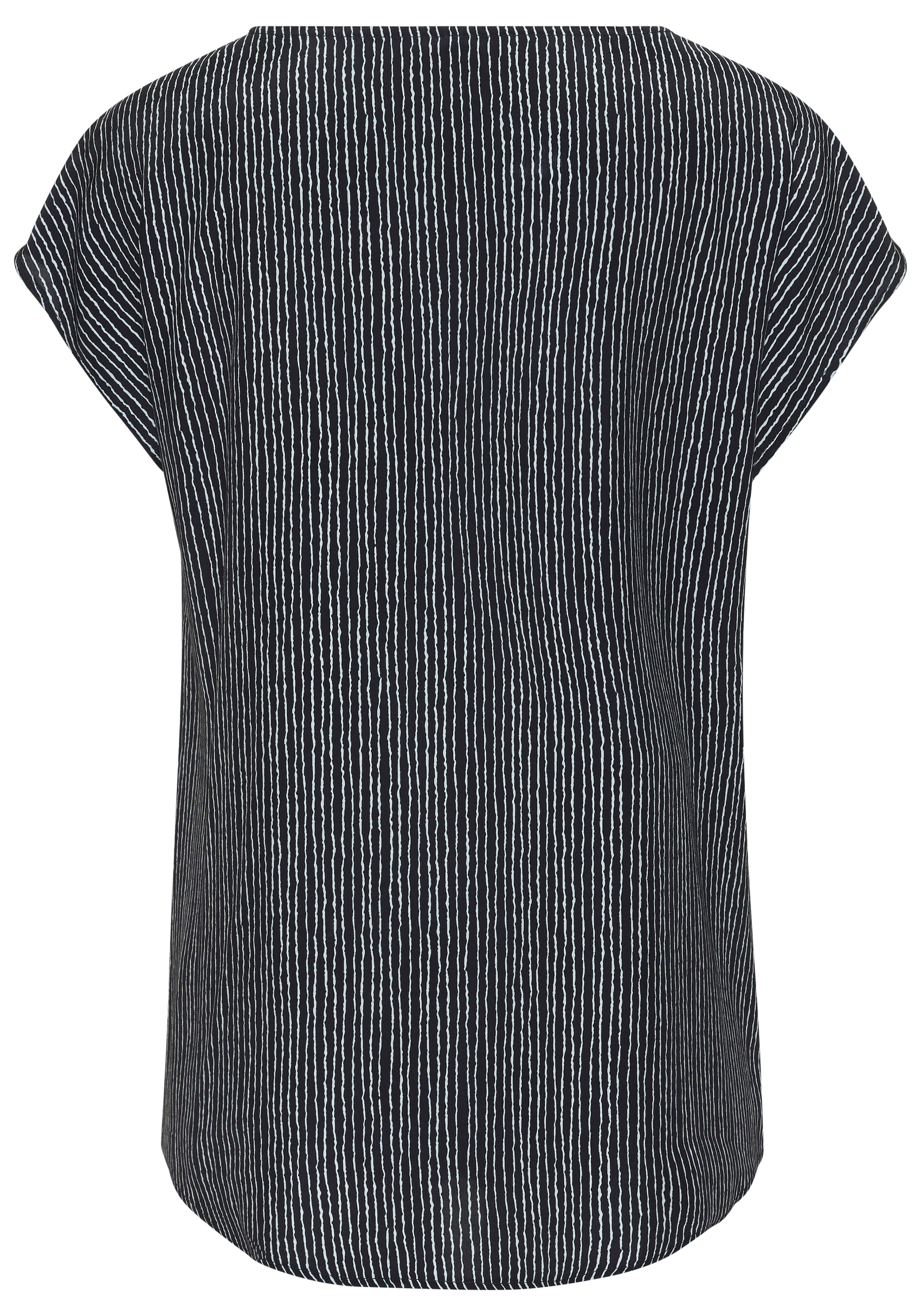 Vivance Kurzarmbluse mit Zierdetail am Ausschnitt, Druckbluse