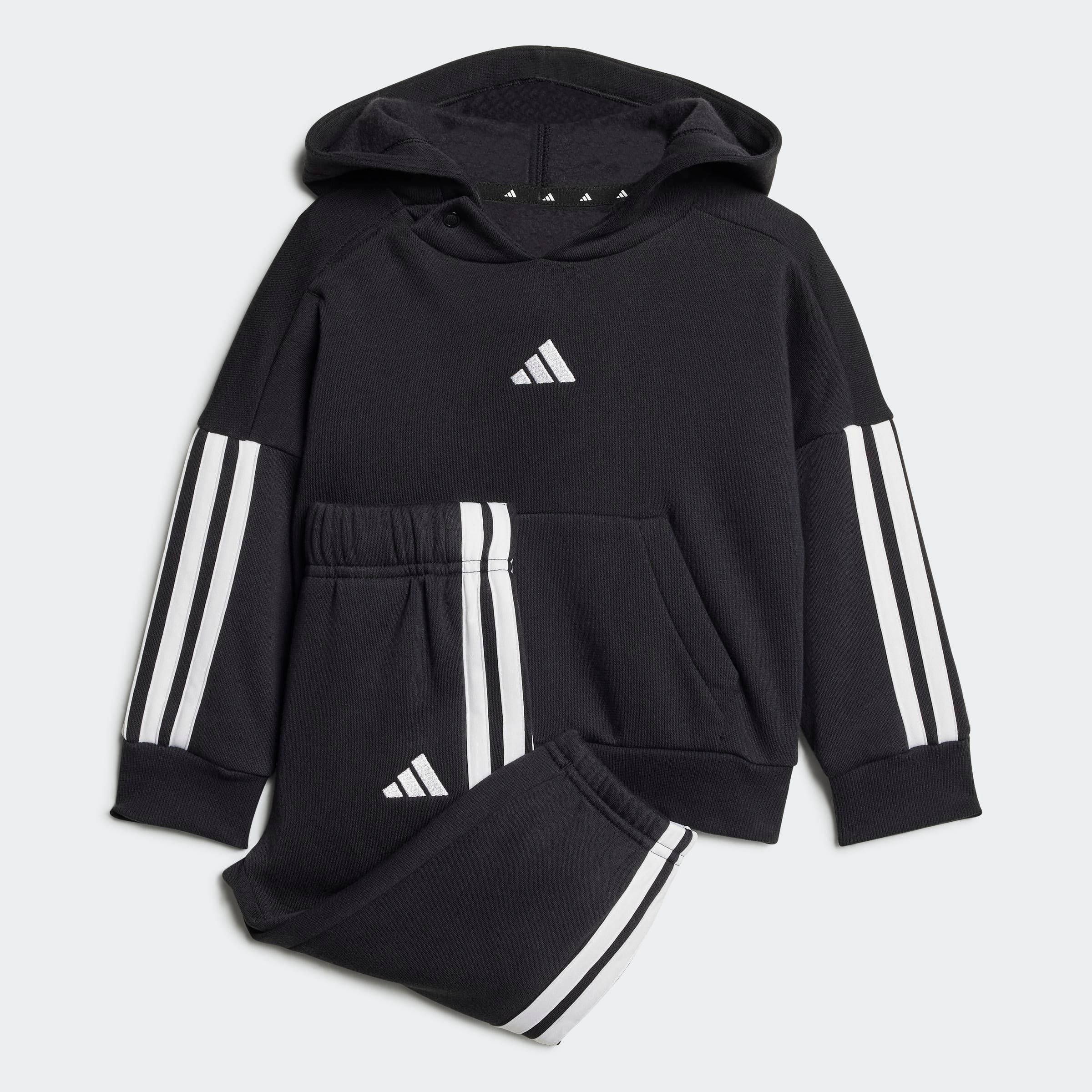 Adidas Ensemble Essentials 3 Stripes Joggers Black / White 6-9 Mois Garçons,Filles