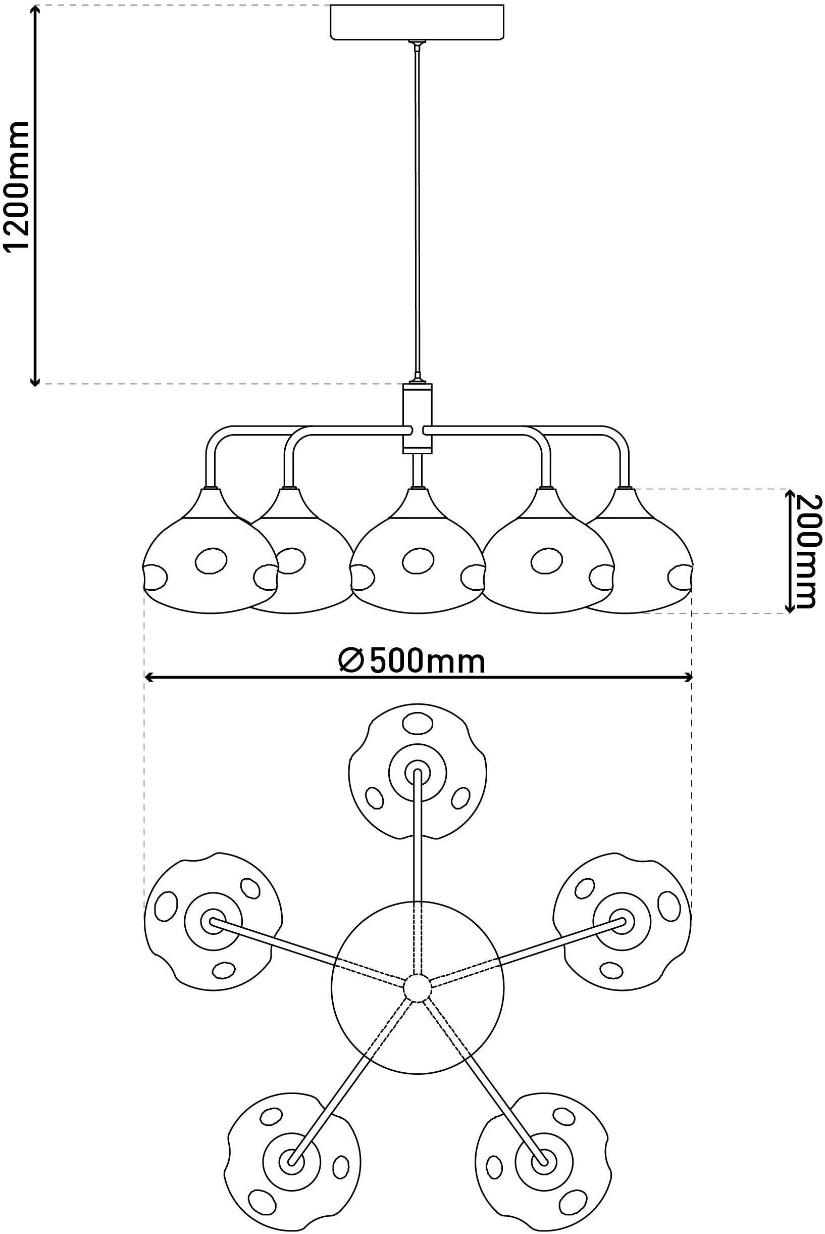 näve LED Pendelleuchte »Varna«, 5 flammig, Leuchtmittel LED-Modul | LED wechselbar, 5 flg., irisierende Gläser, Gestell messingfarben, warmweißes Licht
