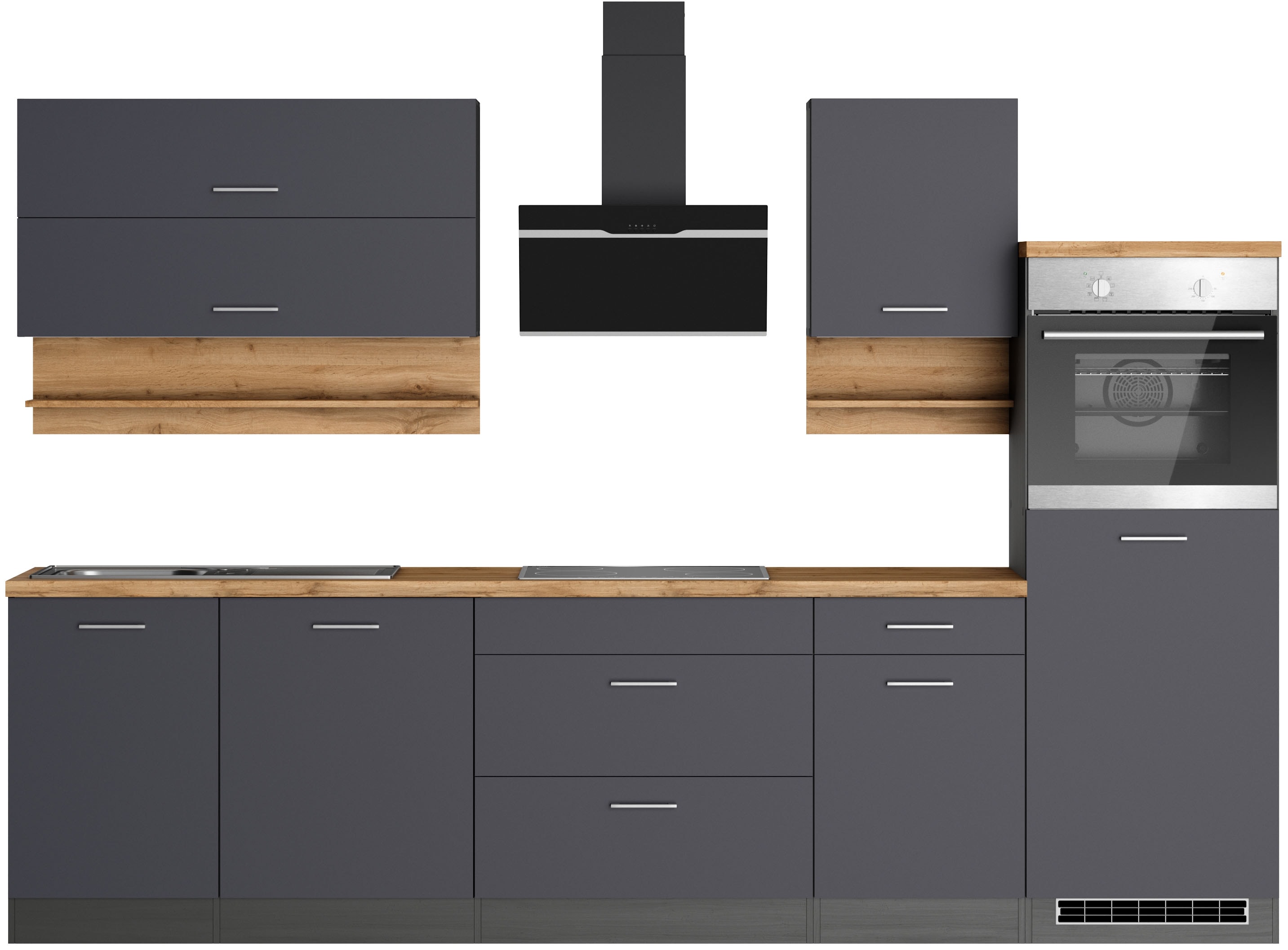 KOCHSTATION "KS-Milan" 300 cm breit, robuste Metallauszüge, viel Stauraum