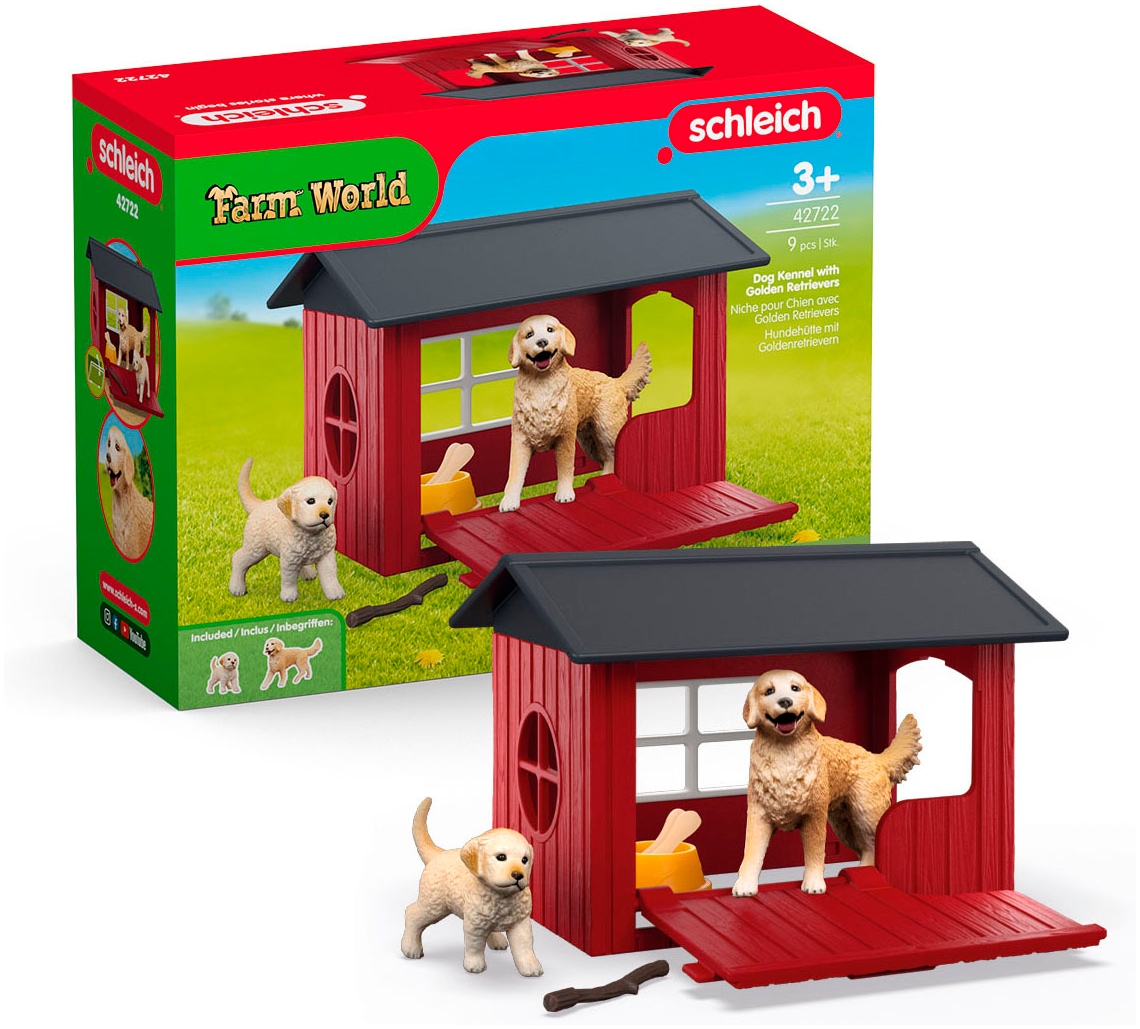 Schleich® Spielwelt »FARM WORLD, Hundehütte mit Goldenretrievern (42722)«