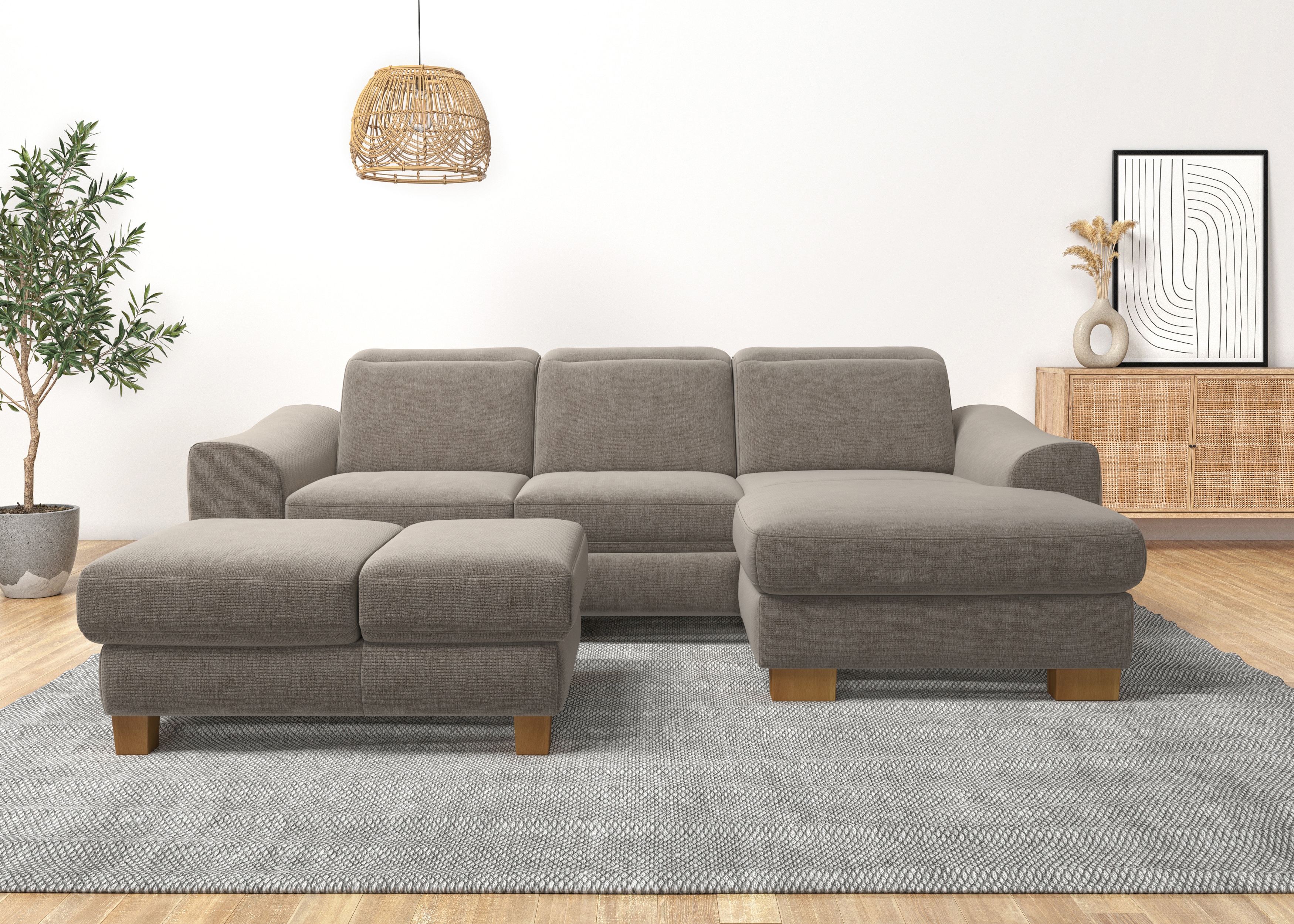 Home affaire Ecksofa "Dundee L-Form" wahlweise mit Kopfteilverstellung und zusätzlich mit Schlaffunktion
