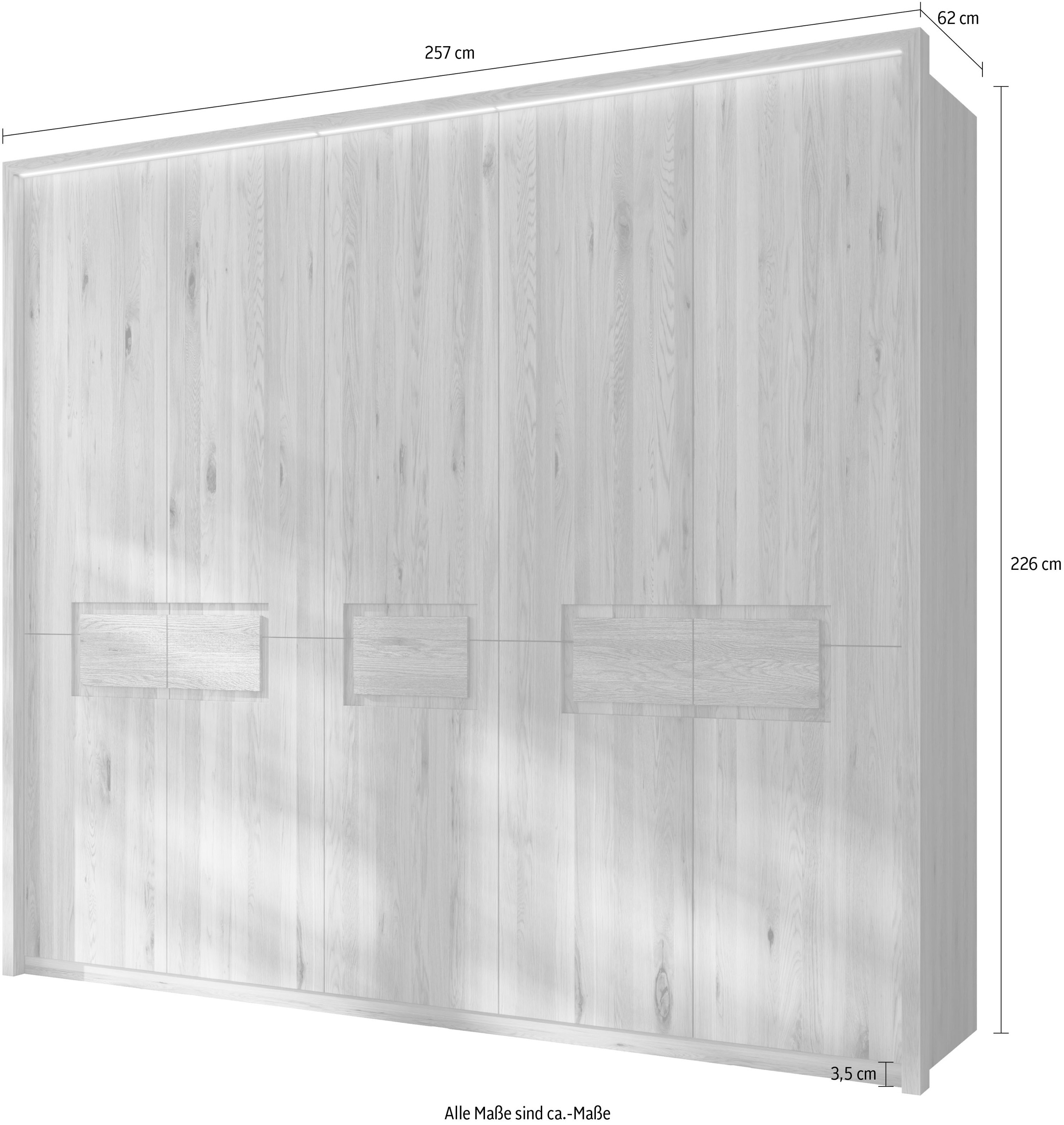 Home affaire Kleiderschrank »Ambroise, aus Wildeiche, inkl. Passepartout«, Massivholz-Kleiderschrank, im 50 cm Raster planbar