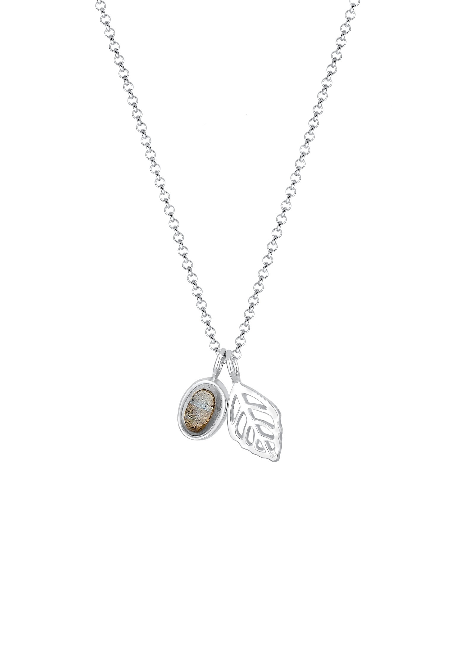 Elli Collierkettchen »Erbskette Blatt und Labradorit Edelstein 925 Sterling Silber«
