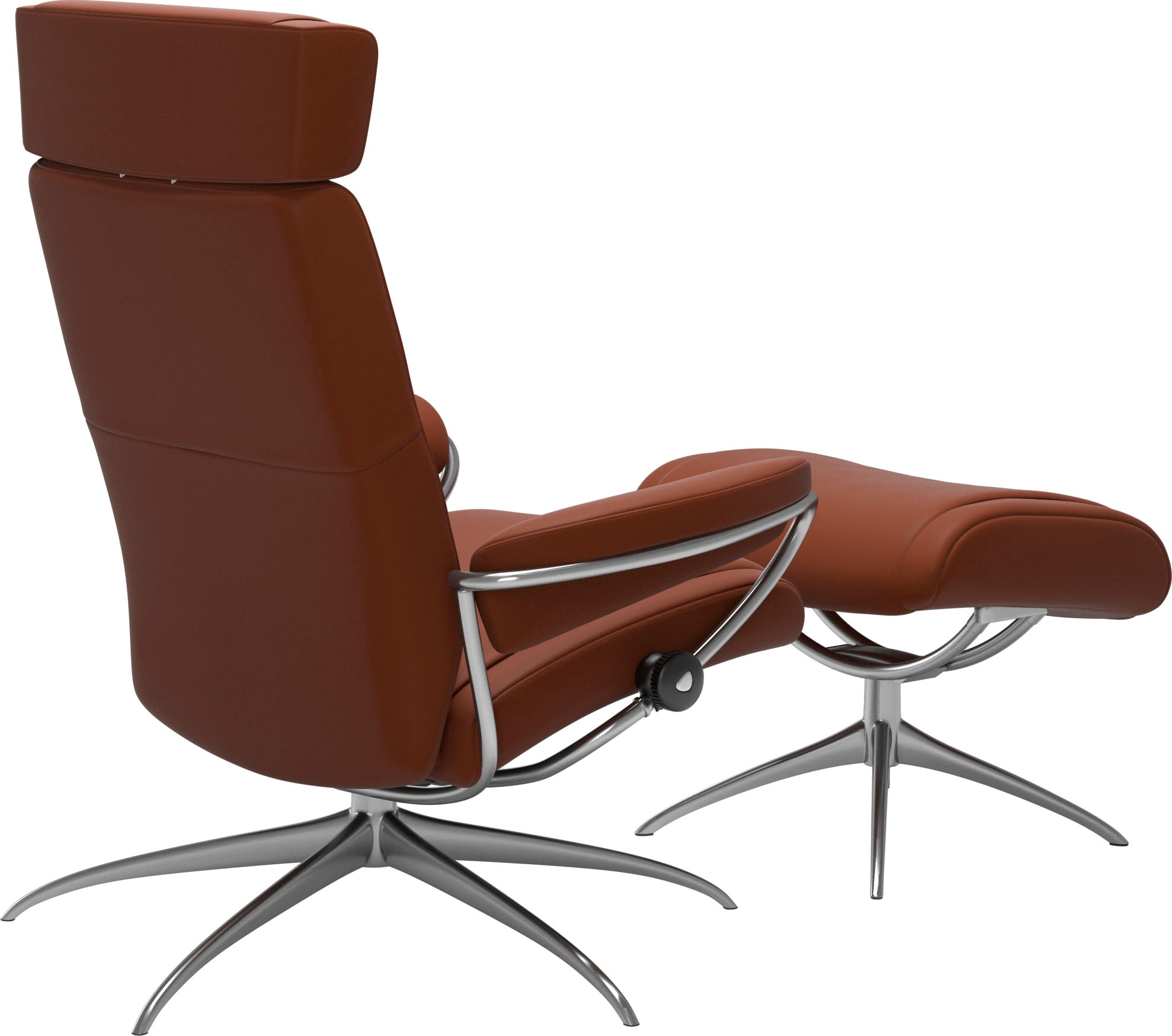 Stressless® Relaxsessel »Paris«, (Set, Relaxsessel mit Hocker), mit Hocker, Low Back mit Kopfstütze, mit Star Base, Gestell Chrom