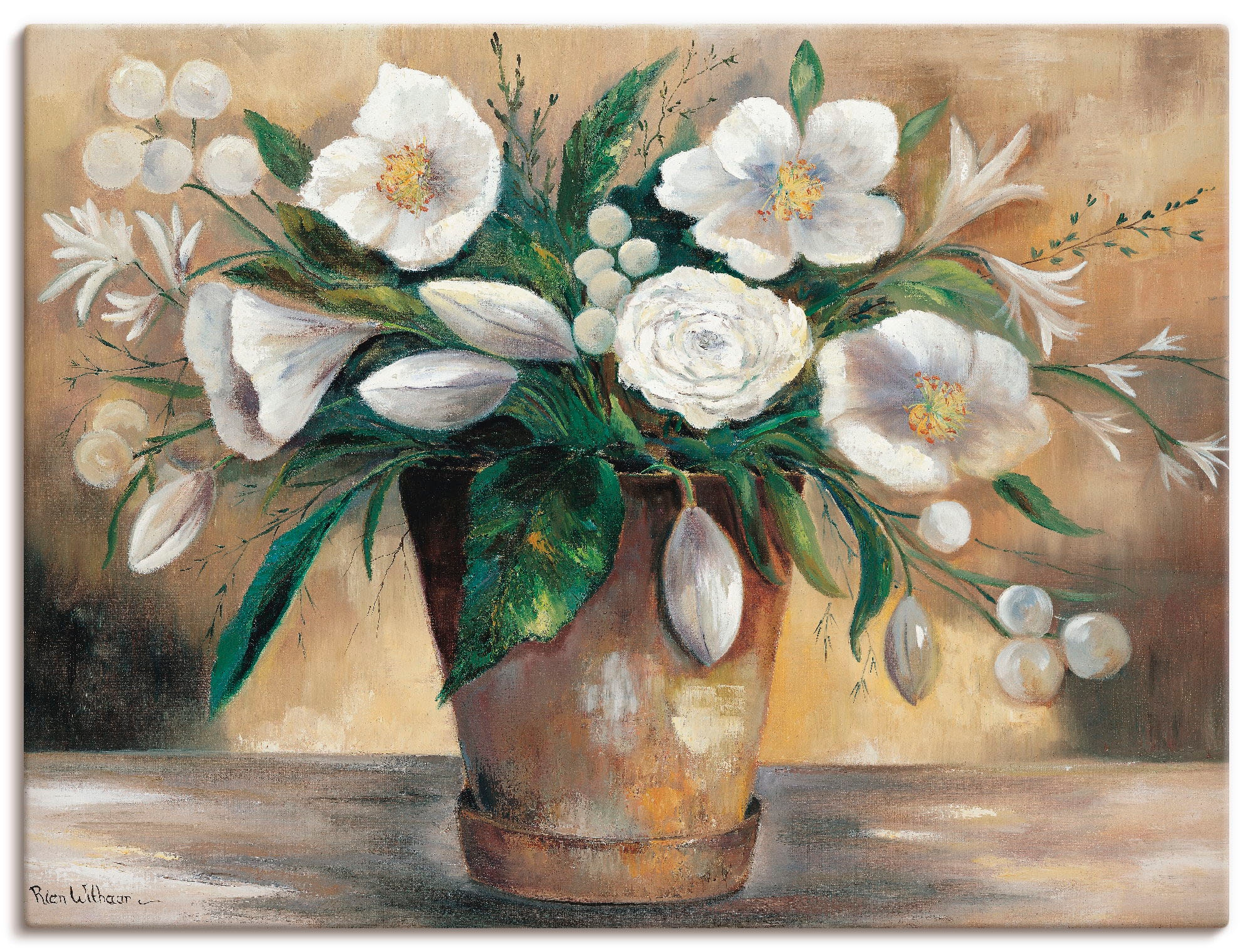 Artland Leinwandbild "Combination der Reinheit I" Blumen 1 Stk. tlg. auf Holzrahmen gespannt