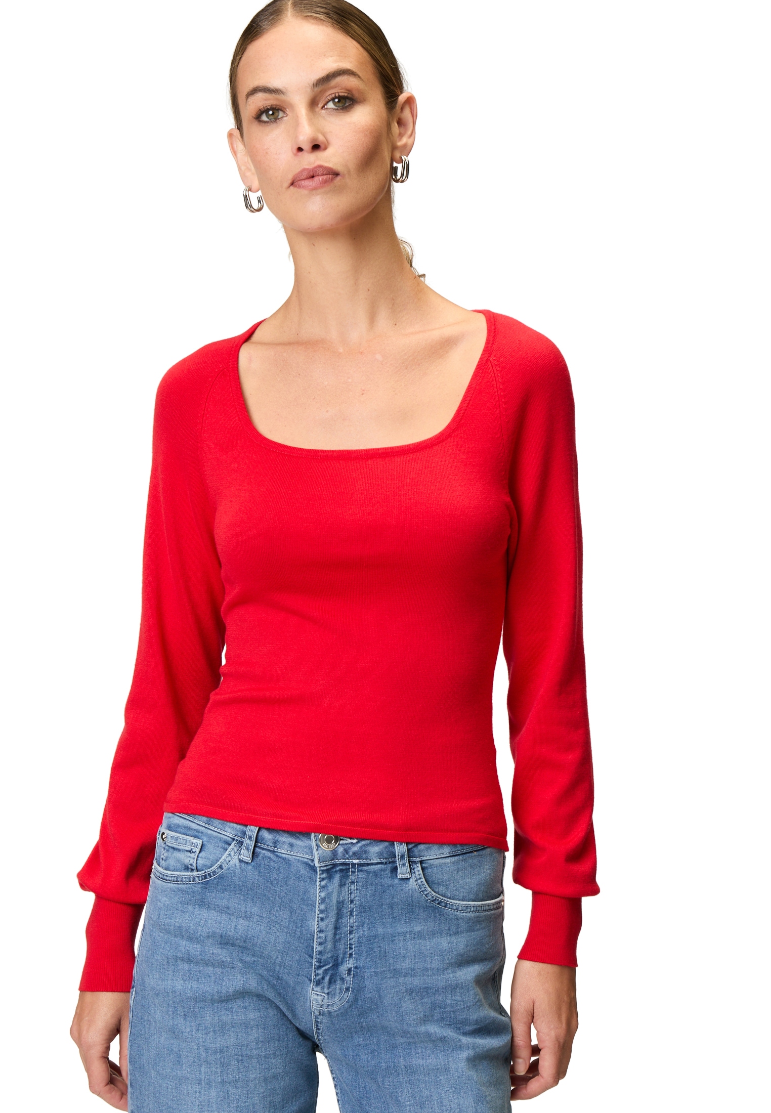 Zero Strickpullover "zero Damen Strickpullover mit eckigem Ausschnitt", (1 günstig online kaufen