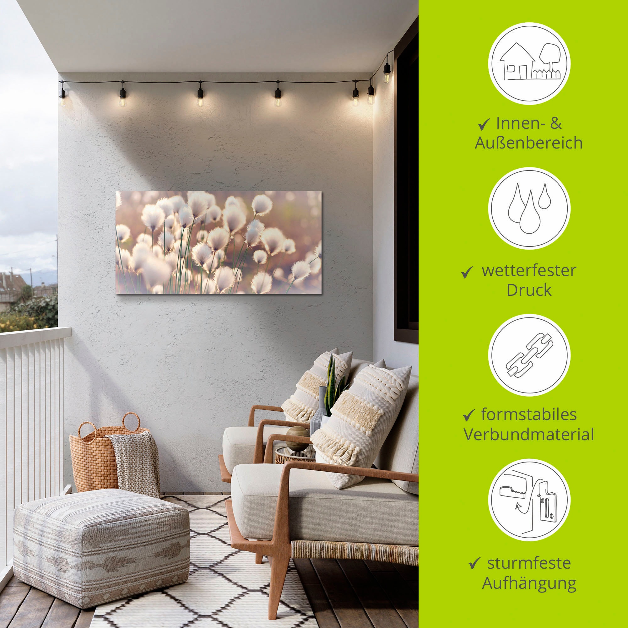 Artland Wandbild »Wollgraszauber im Moor«, Gräser, (1 St.), als Alubild, Outdoorbild, Leinwandbild, Poster, Wandaufkleber