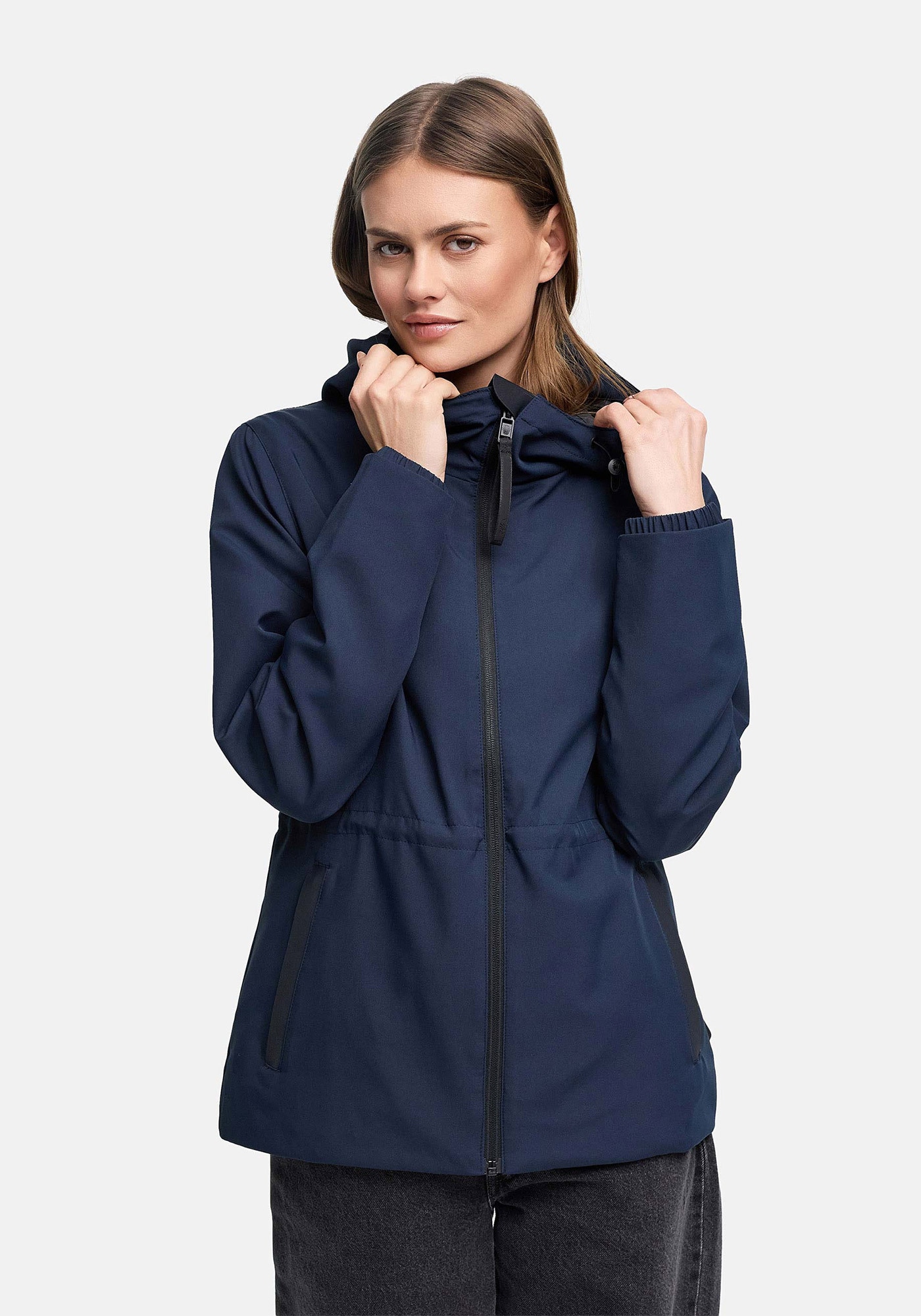 Marikoo Outdoorjacke "Katzilein" Leichte Übergangsjacke mit Kapuze und Kordelzug