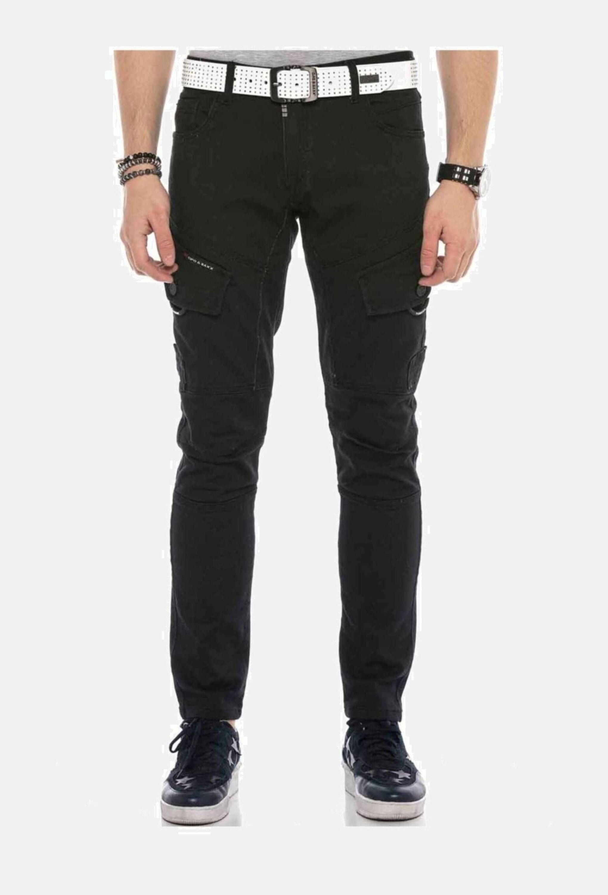 Cipo & Baxx Cargojeans "Cipo & Baxx Jeans" mit schrägen Cargotaschen, CD566