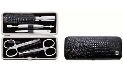 Maniküre-Etui »CLASSIC INOX RAHMEN-ETUI SCHWARZ KROKO«, (5 tlg.)