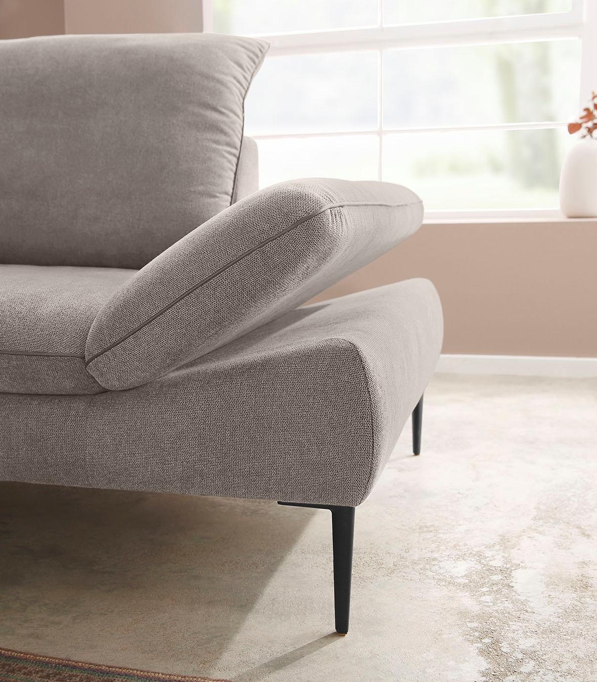 W.SCHILLIG Ecksofa »enjoy&MORE, Designsofa, elegant und bequem, L-Form«, Sitztiefenverstellung, Füße schwarz pulverbeschichtet, Breite 294 cm