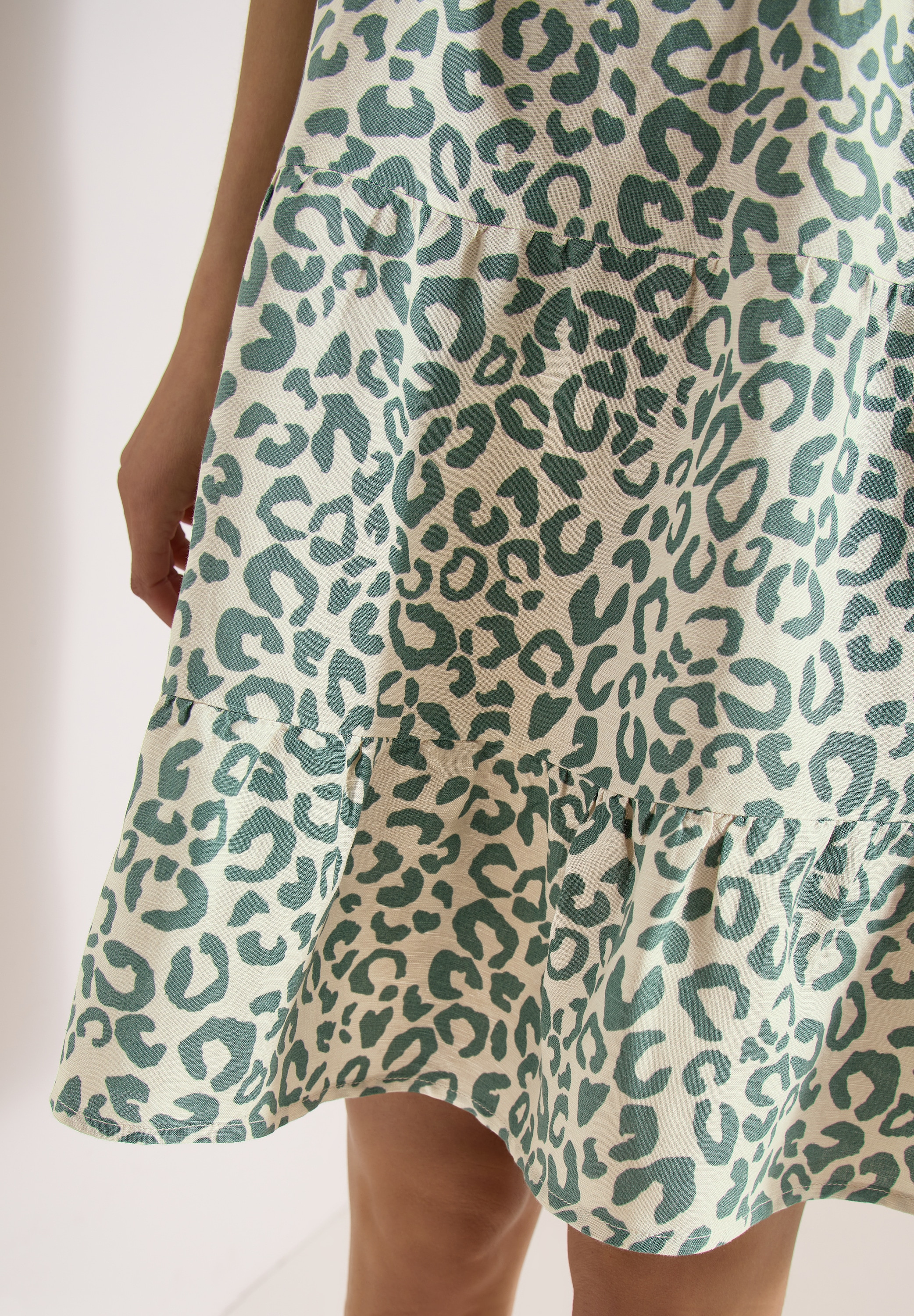 Cecil Sommerkleid Ohne Taschen Knielanges Sommerkleid aus Leinenmix mit Print
