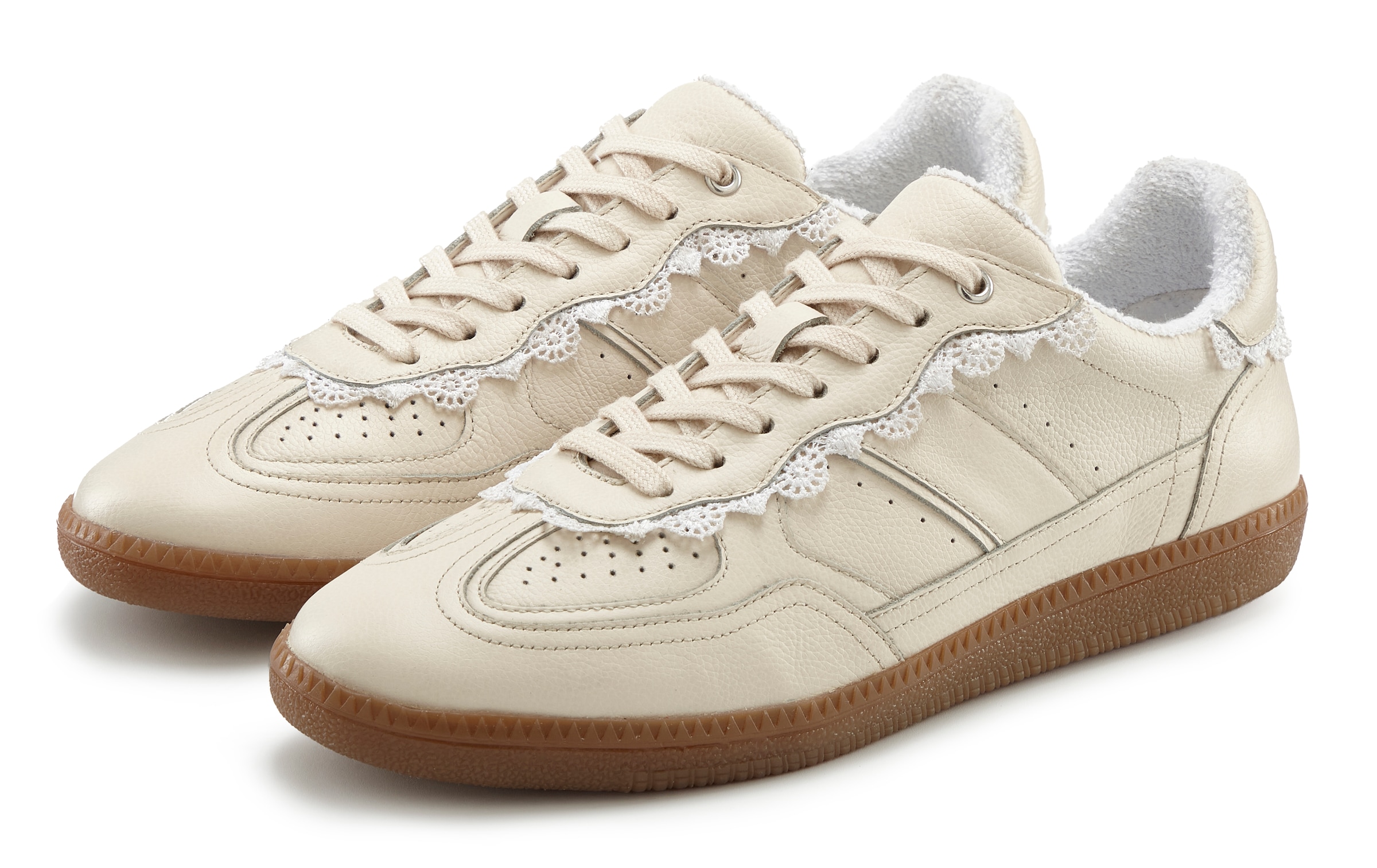 LASCANA Sneaker "Freizeitschuh, Halbschuh" mit Lederanteil und Spitzen Deta günstig online kaufen