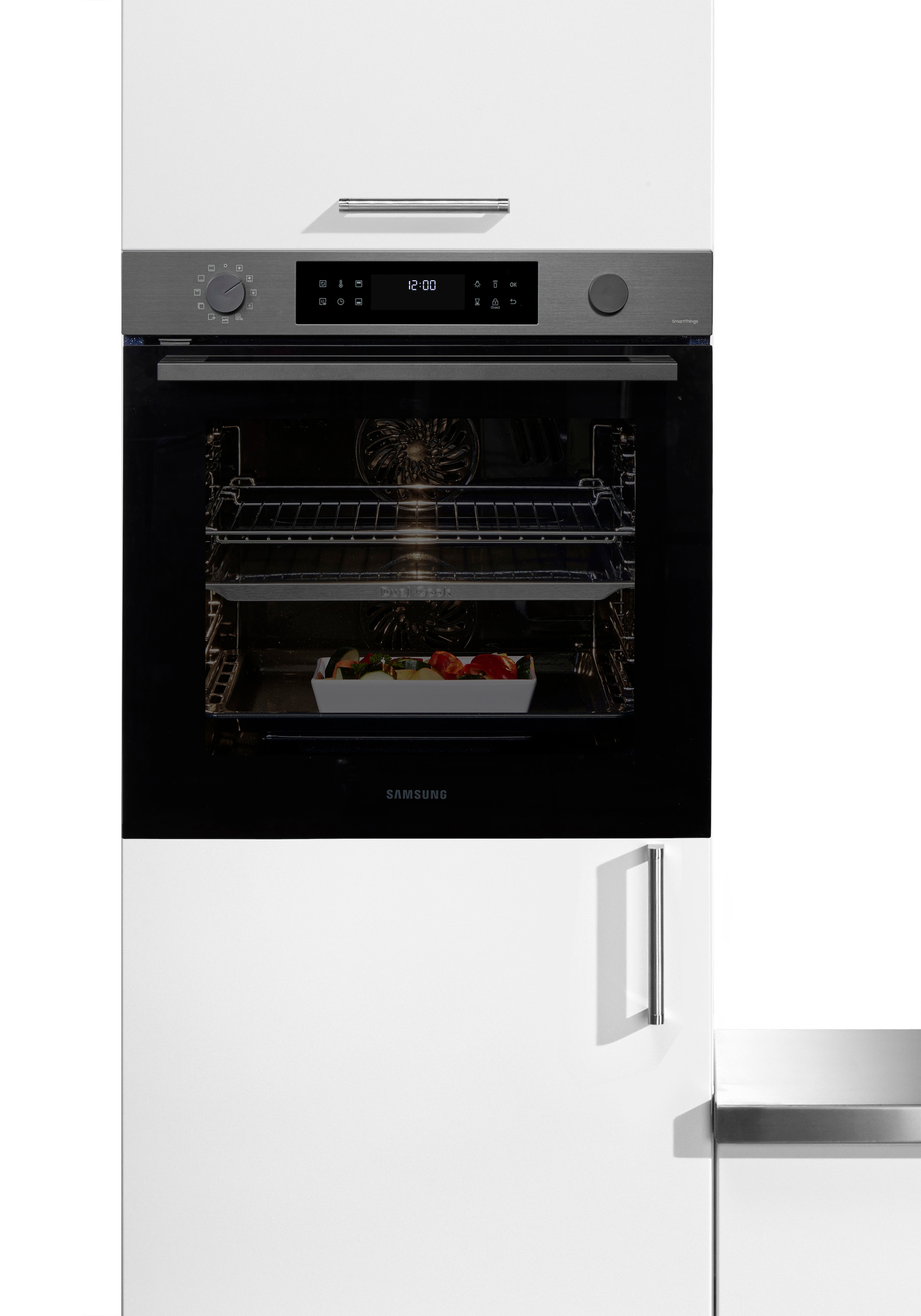 Samsung Pyrolyse Backofen Serie 4 »NV7B44503DB« mit Teleskopauszug nachrüstbar mit Pyrolyse-Selbstreinigung Dual Cook – 1 Ofen. Zwei Garräume. Max. Flexibilität. In matter Optik.