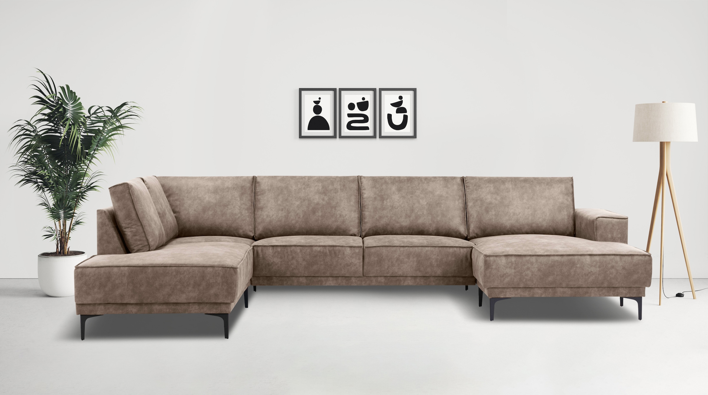 Places of Style Wohnlandschaft "XXL Sofa Oland, Struktur, Flachgewebe, Luxu günstig online kaufen