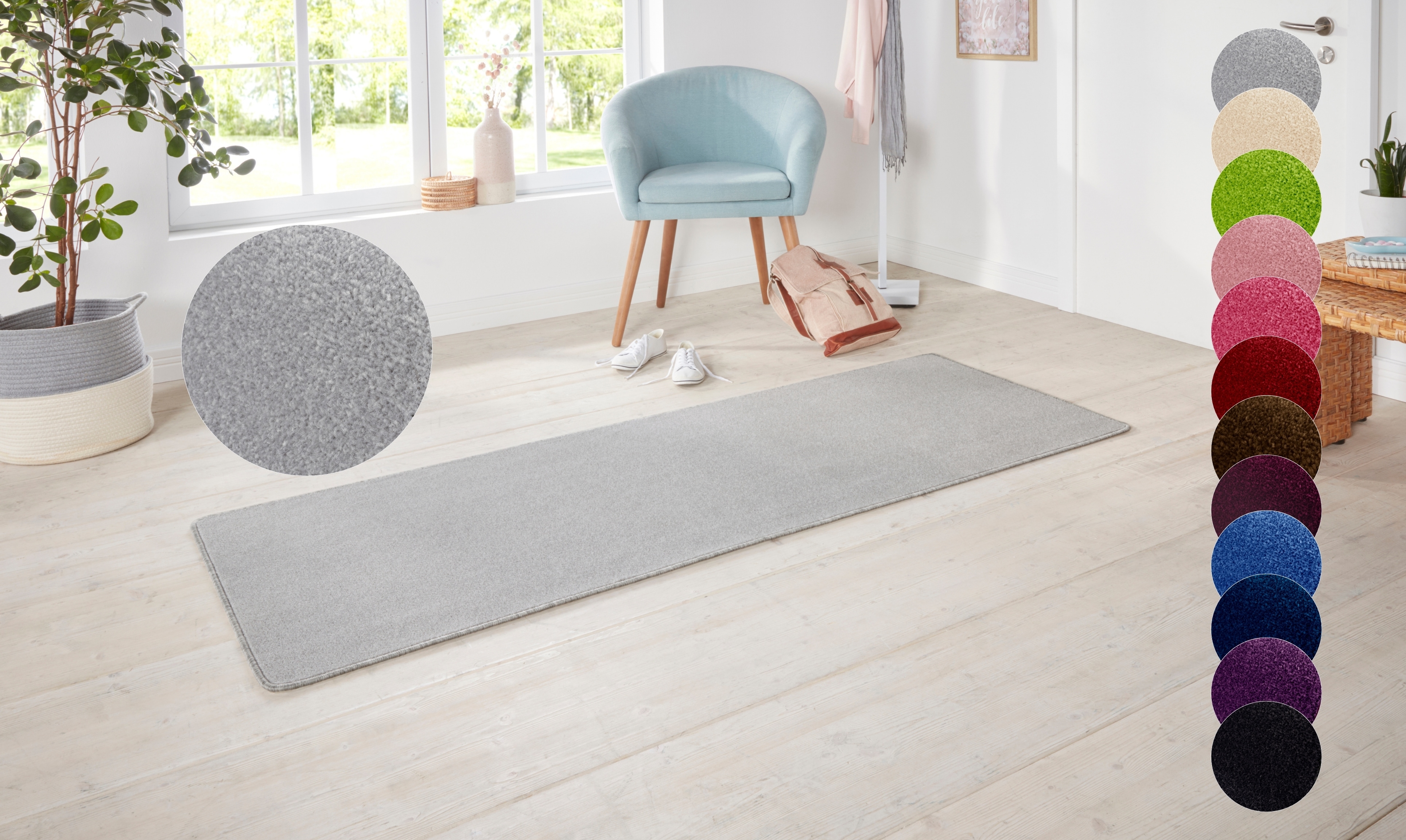HANSE Home 1100000002199 "Shashi" rechteckig 8,5 mm Höhe Kurzflor, Unifarben, Läufer, weich, Esszimmer, Kinderzimmer, Flur