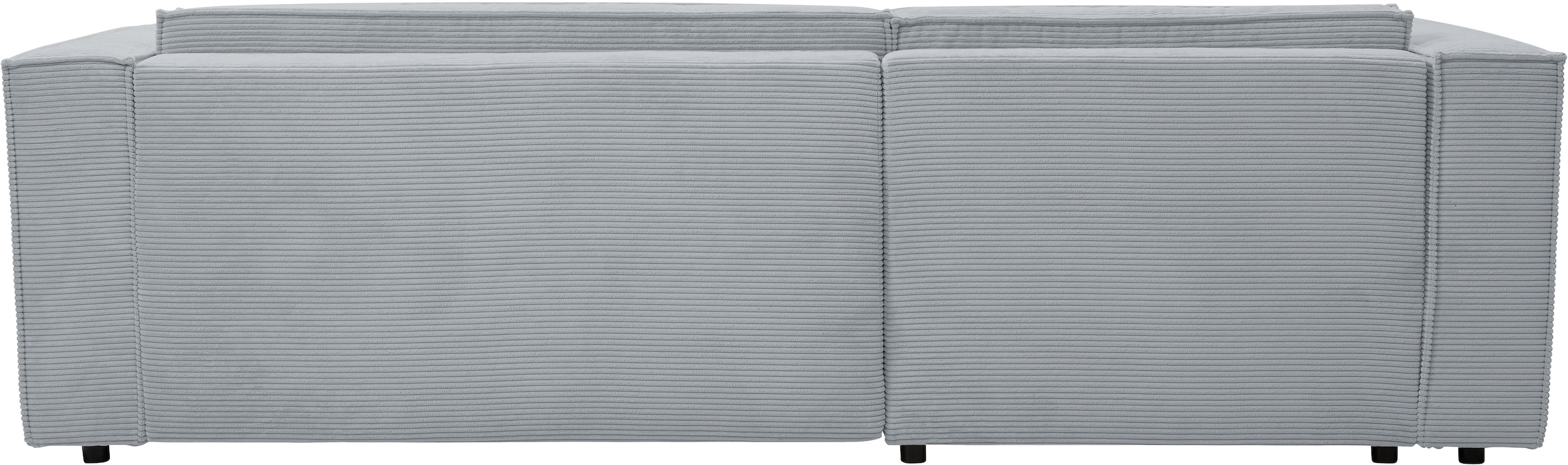 WERK2 Ecksofa »Atlanta, moderne Designsprache, Stellmaße 280x147cm, L-Form, Kedernaht«, hoher Komfort, Schlaffunktion & Bettkasten, Cord, Grau