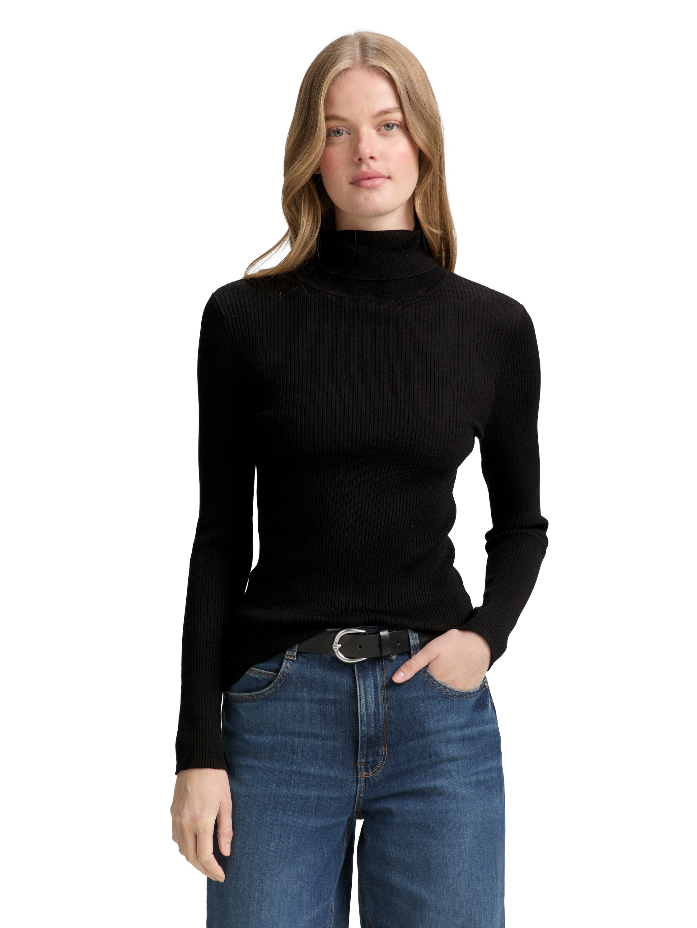 TOM TAILOR Denim Rollkragenpullover, in Strick-Optik günstig online kaufen
