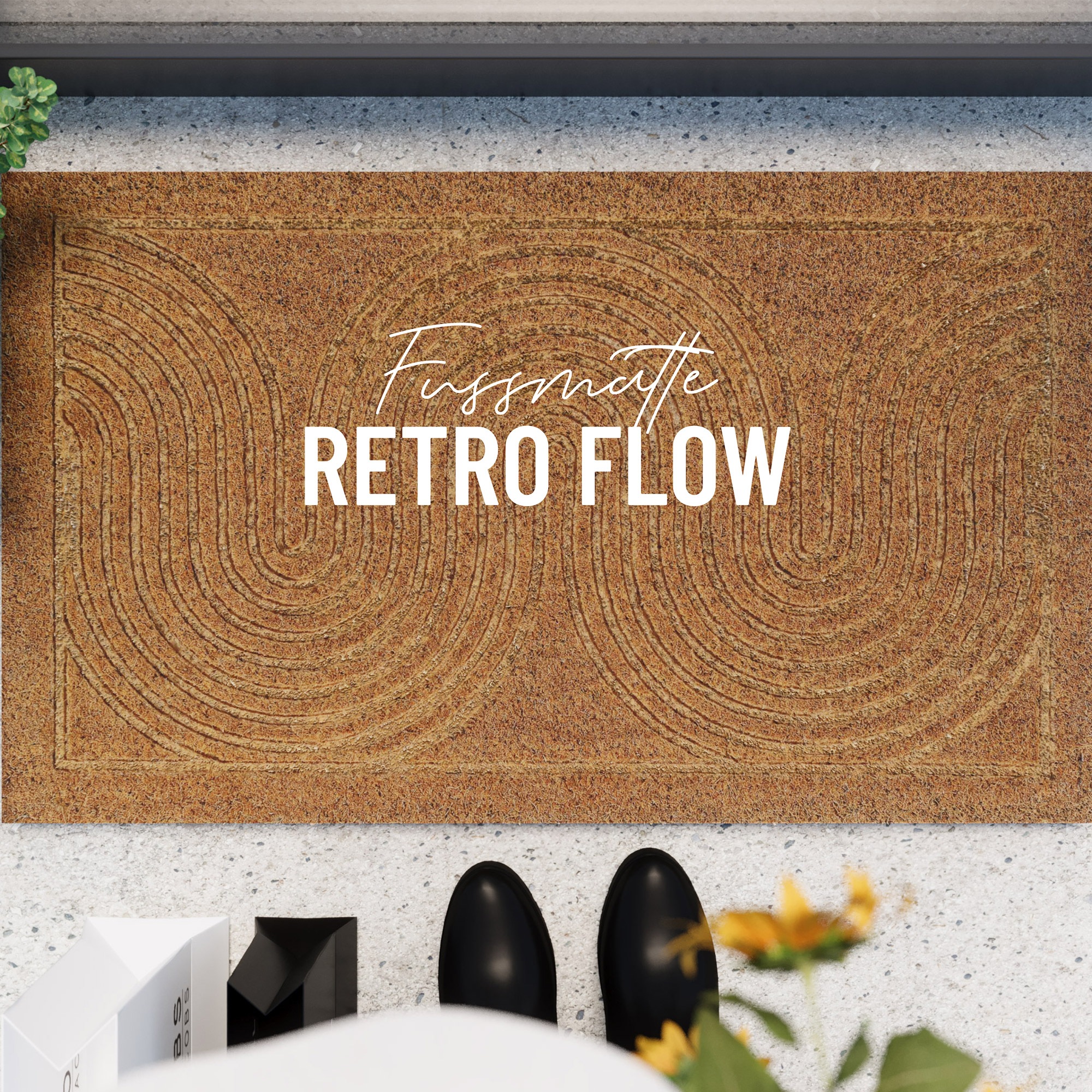 Wecon home Fußmatte "Retro Flow" rechteckig 14 mm Höhe Kokos, pflegeleicht, günstig online kaufen