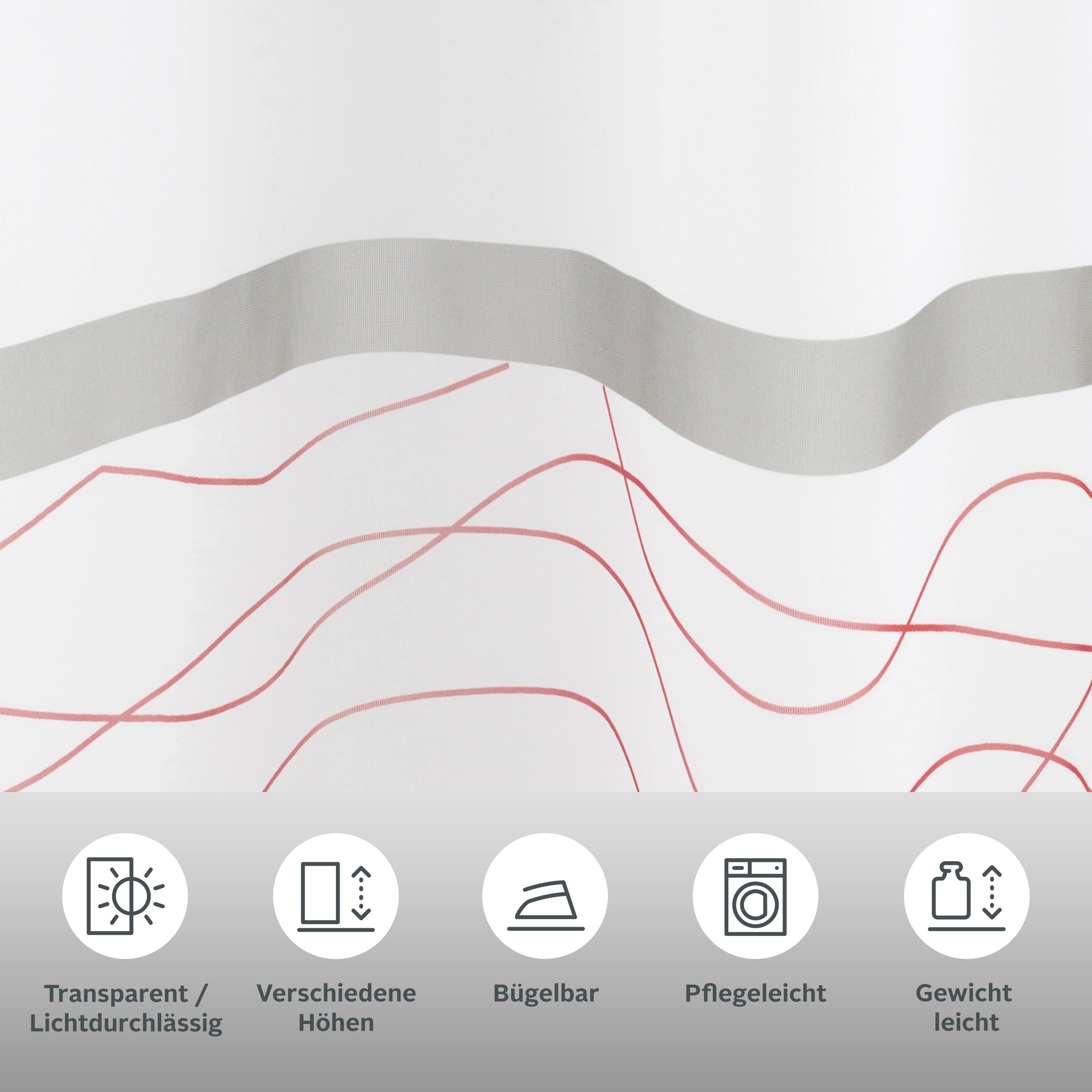 Thumbnail - my home Gardine "Jay" Ösen 2 Stk. tlg. Vorhang, 2-er Set, Fertiggardine, transparent, Querstreifen