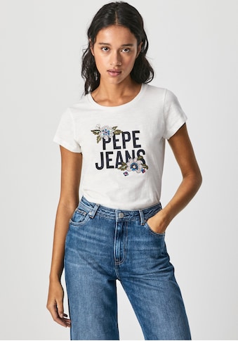 Pepe Jeans Kurzarmshirt »BERNARDETTE«, mit großem floralem Marken-Logo-Print im... kaufen