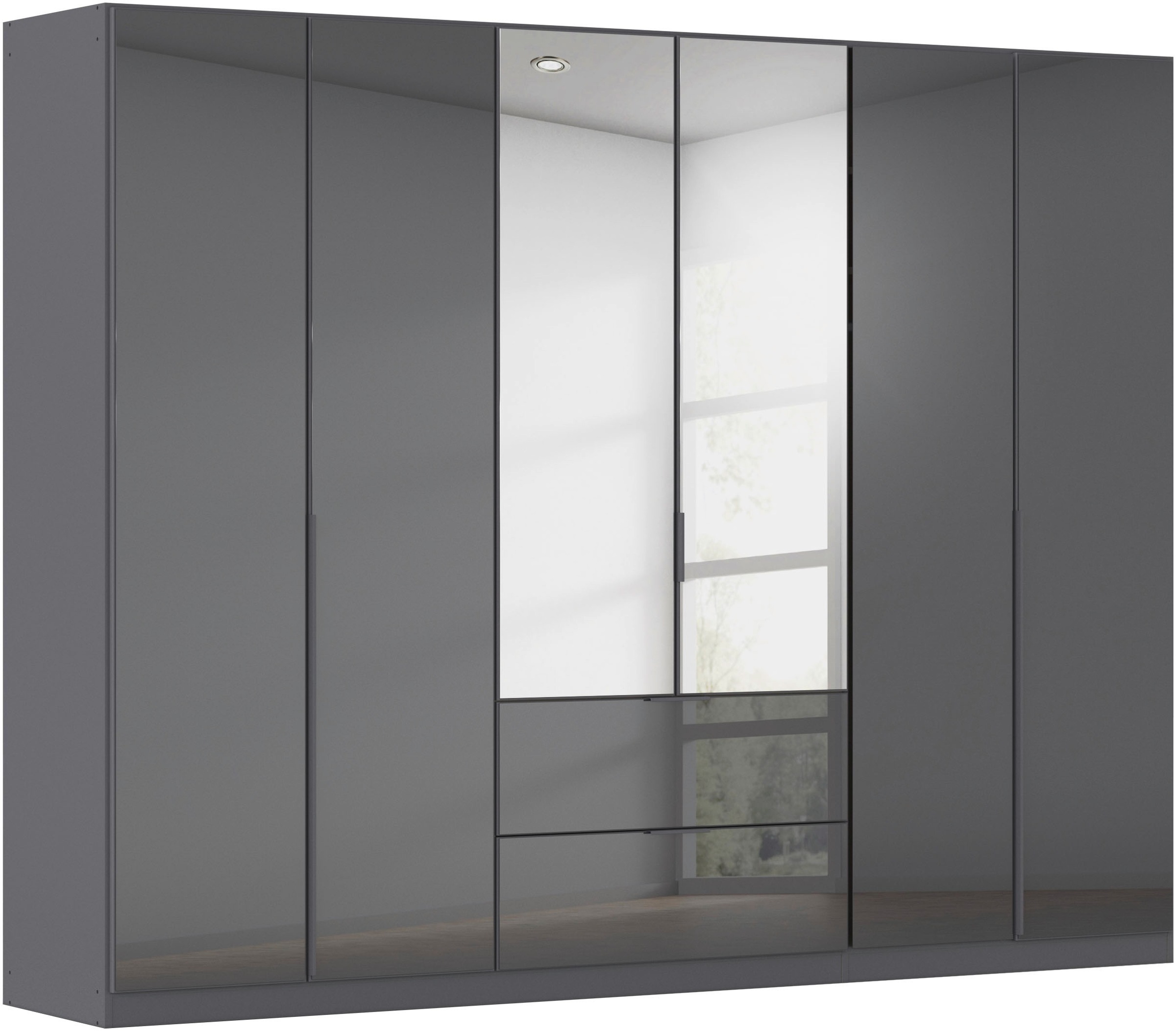 Drehtürenschrank OTTO HOME, B:271cm H:210cm T:54cm, grau, Holzwerkstoff, Schränke, "Kleiderschrank Kleiderschränke Schrank Garderobe AGORDO mit
