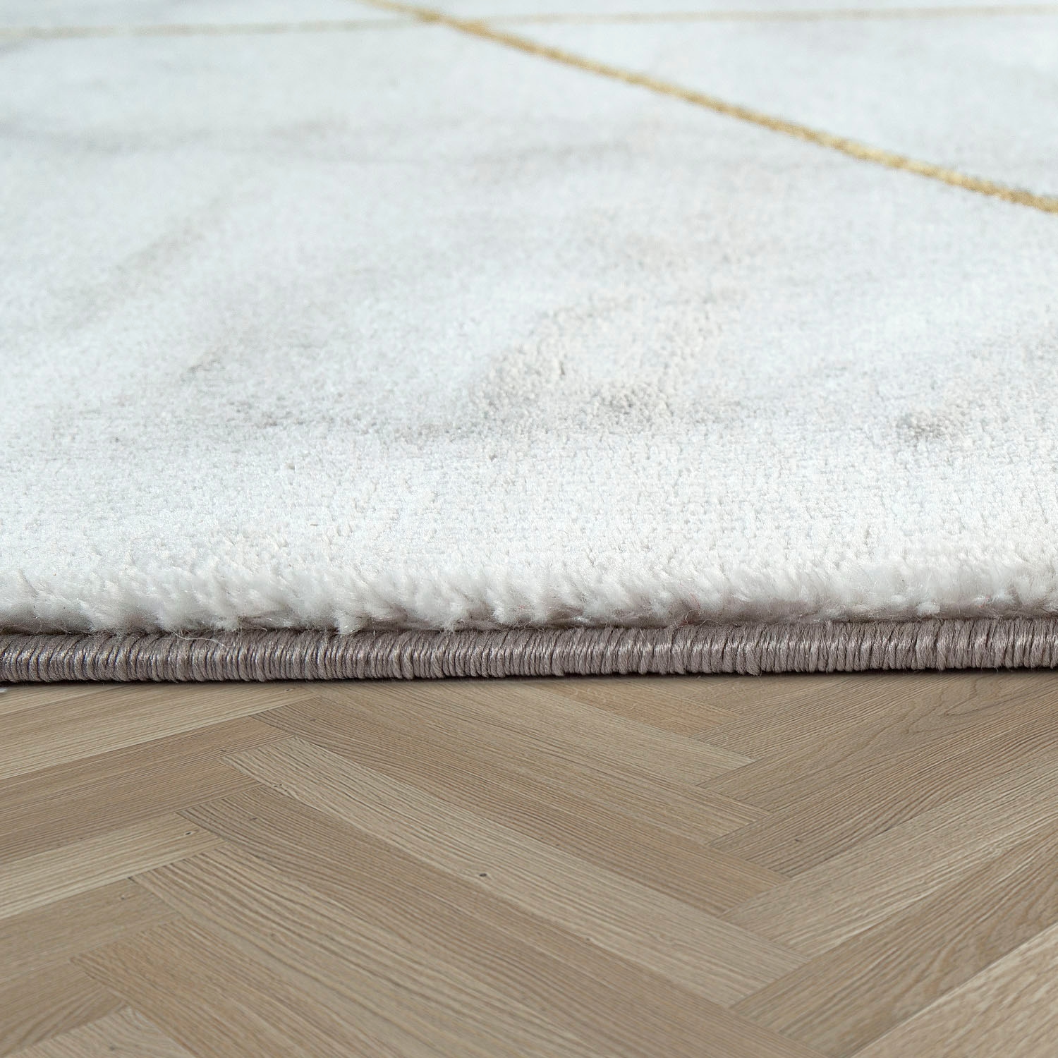 Paco Home Teppich »Kraft 524«, rund, 15 mm Höhe, Kurzflor, modernes Marmor-Design, mit gold-/silberfarbenen Akzenten