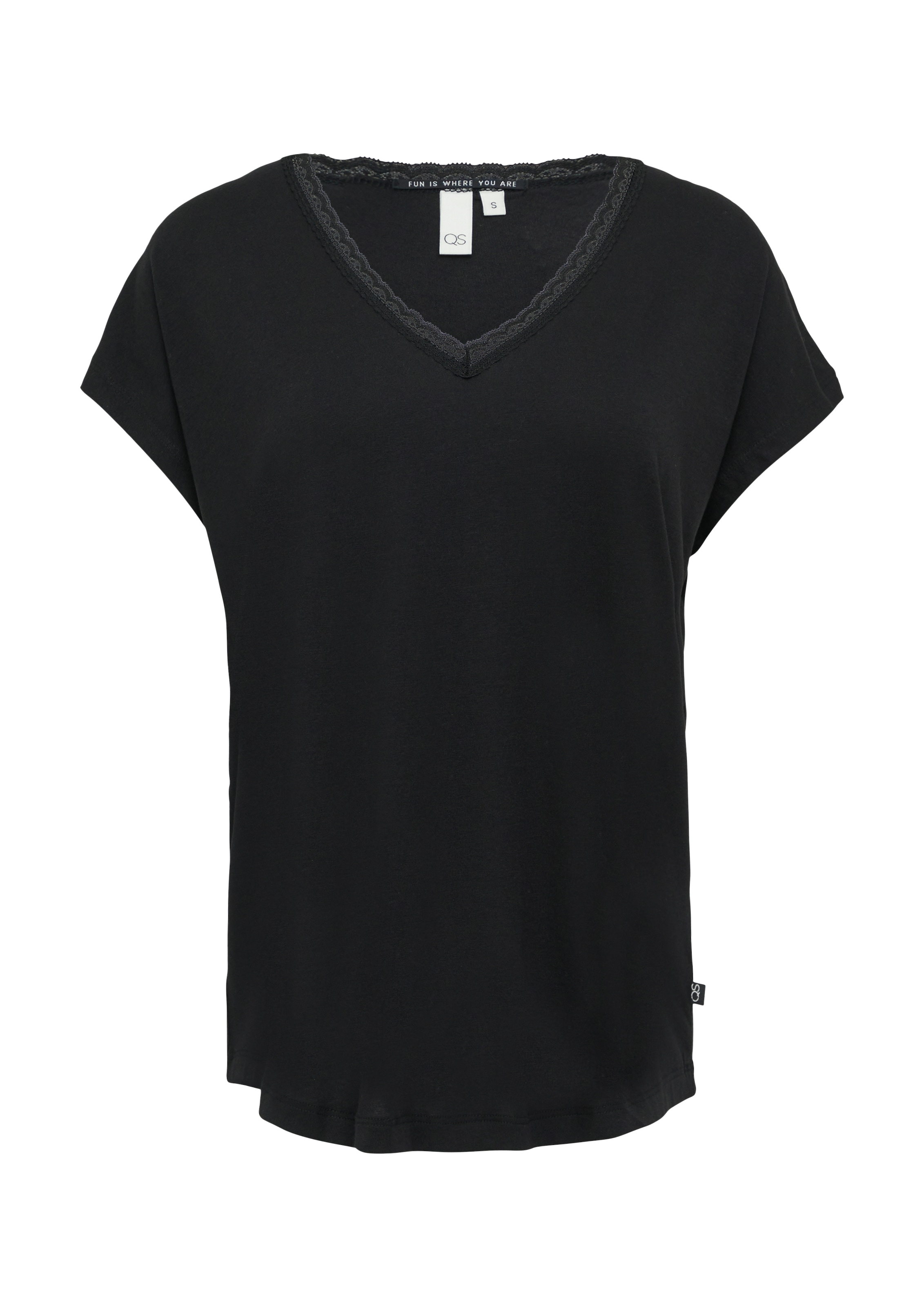 QS T-Shirt, mit Spitze am Ausschnitt