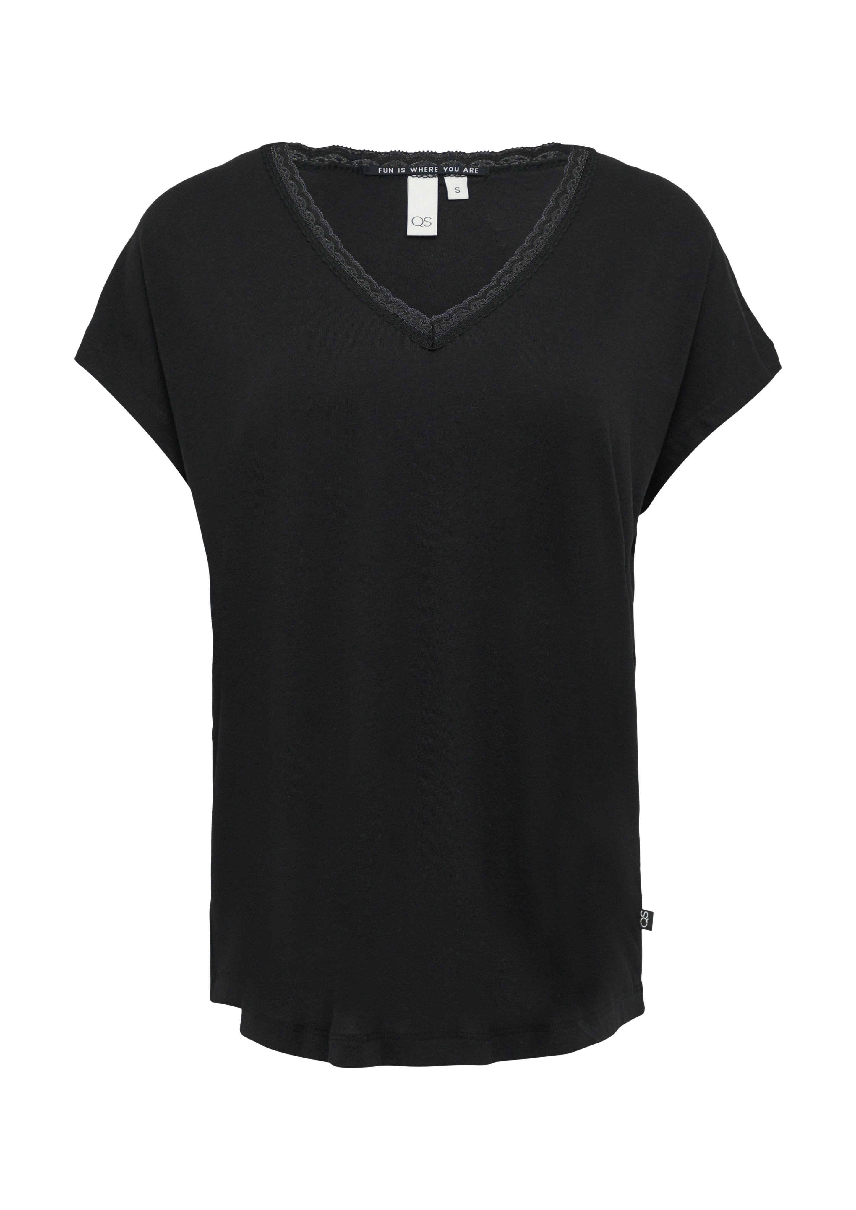 Thumbnail - QS T-Shirt, mit Spitze am Ausschnitt