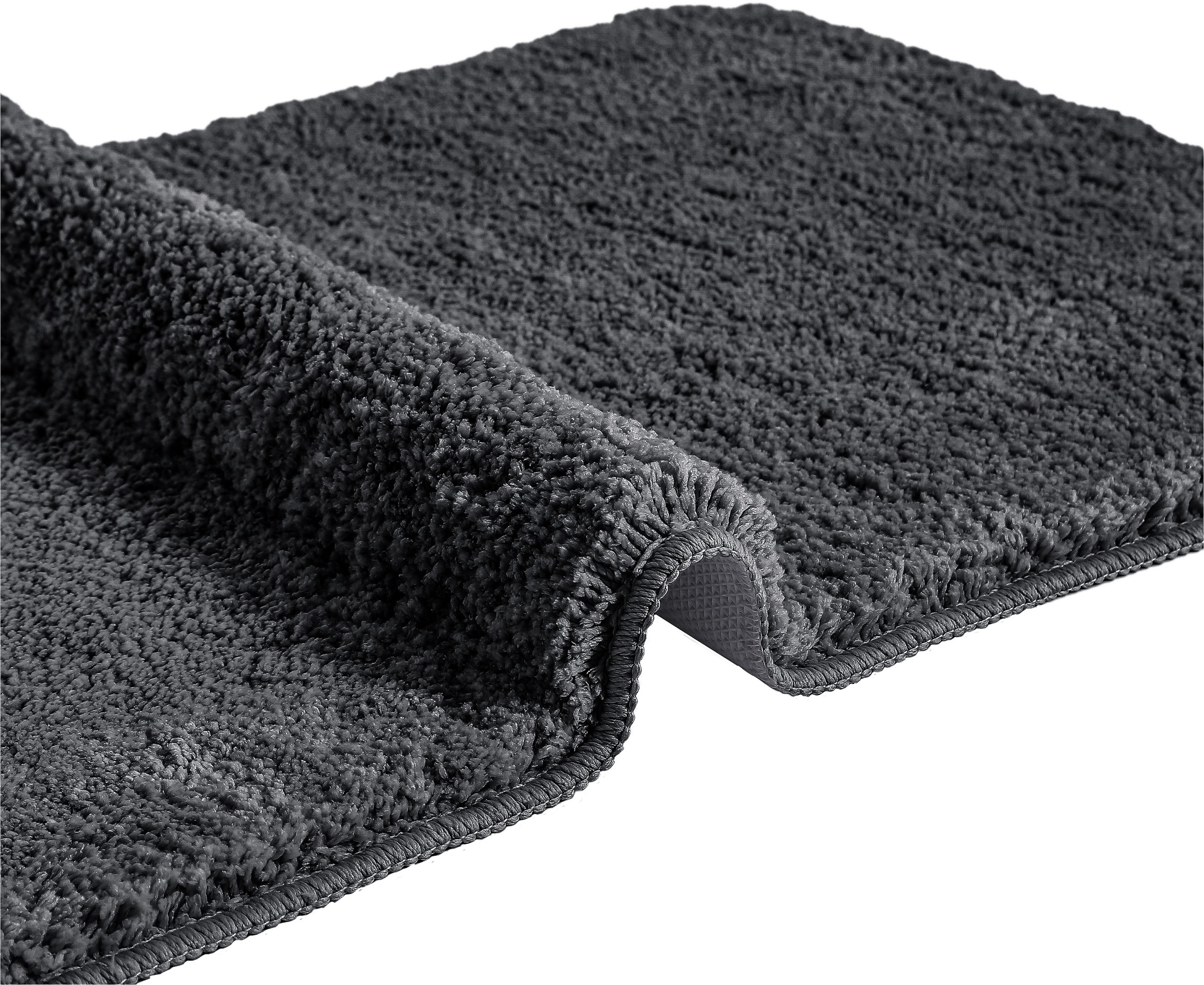 my home Badematte »Inga, Badezimmer Teppich, Badvorleger«, rutschhemmend beschichtet, schnell trocknend-strapazierfähig-fußbodenheizungsgeeignet, Badteppich, unifarben, weich, als halbrund und rechteckig erhältlich