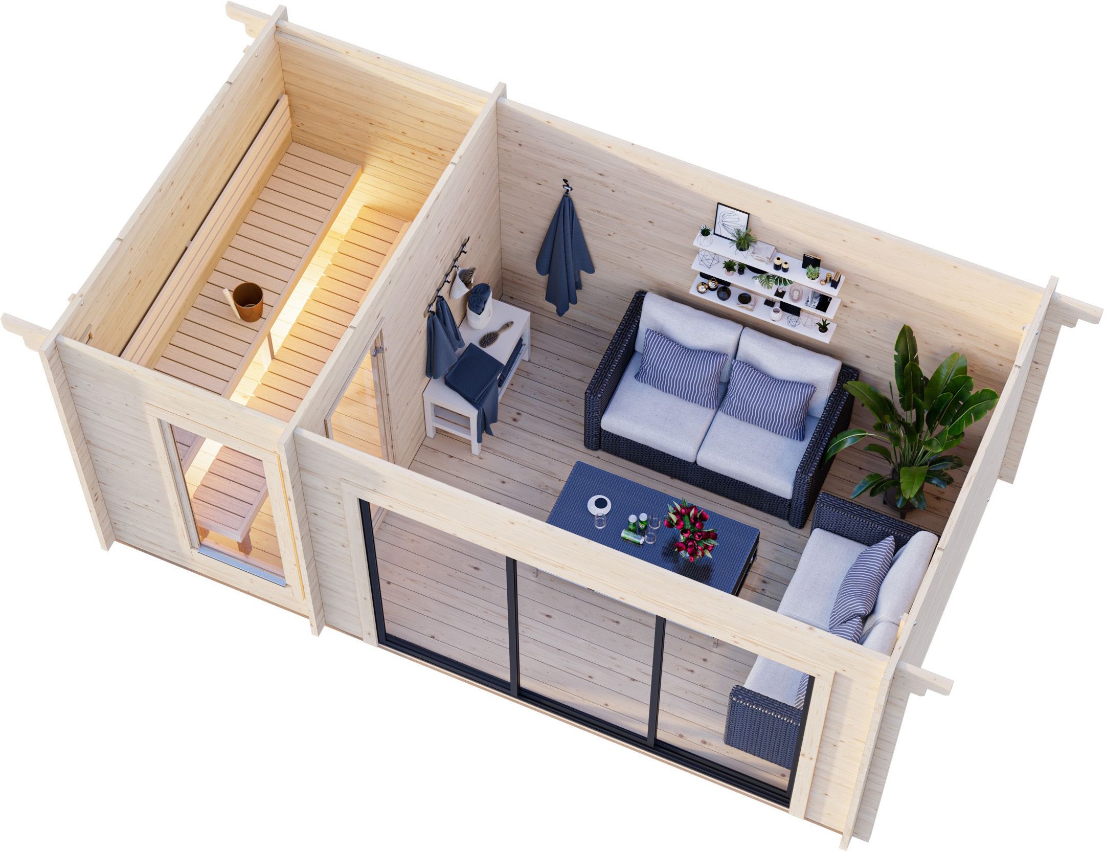 Palmako Sauna »Sanna 12,8 m² Slide Plus«