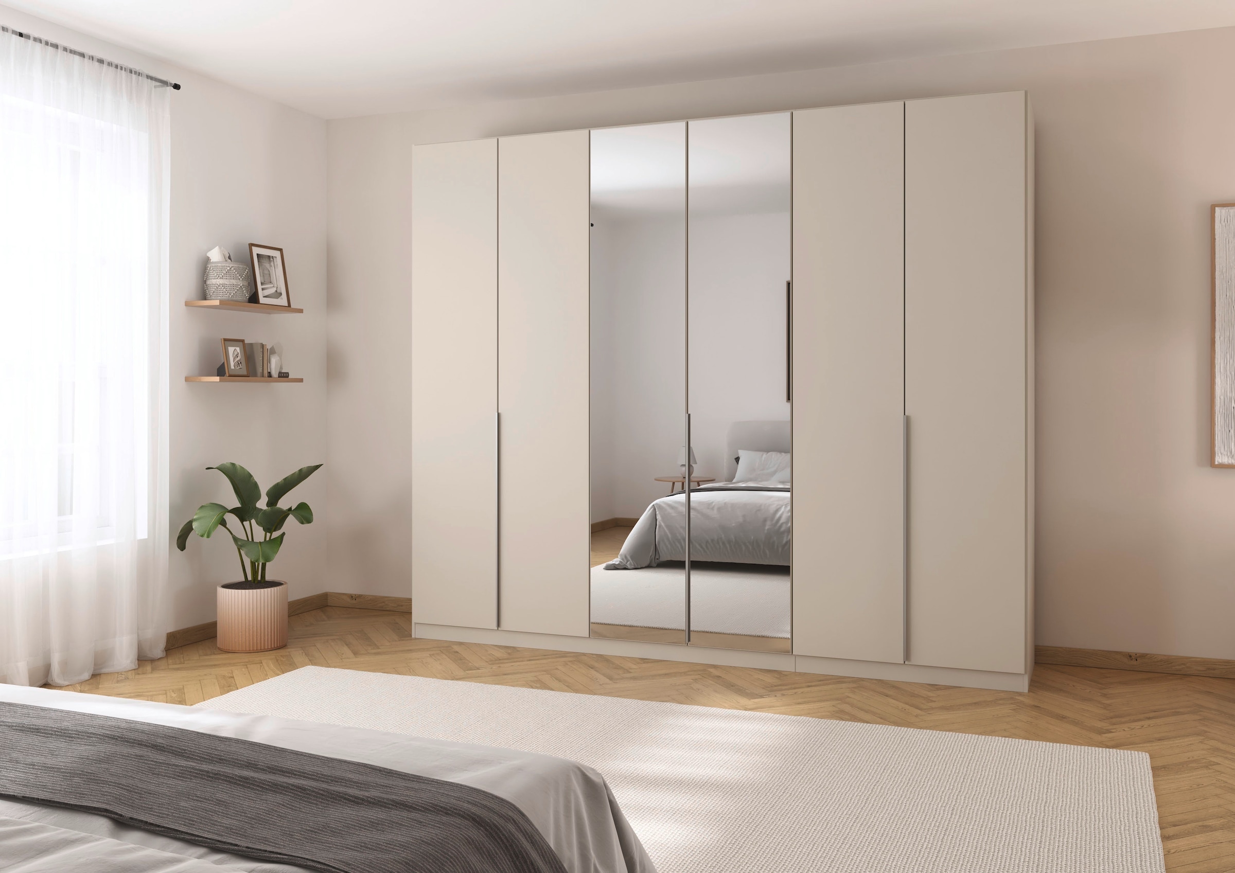 rauch Drehtürenschrank »Kleiderschrank Schrank Garderobe AGORDO mit Dekor- oder Hochglanzfront«, (in zwei Griff-Farben), durchdachte Innenausstattung, in 6 Breiten und 2 Höhen MADE IN GERMANY