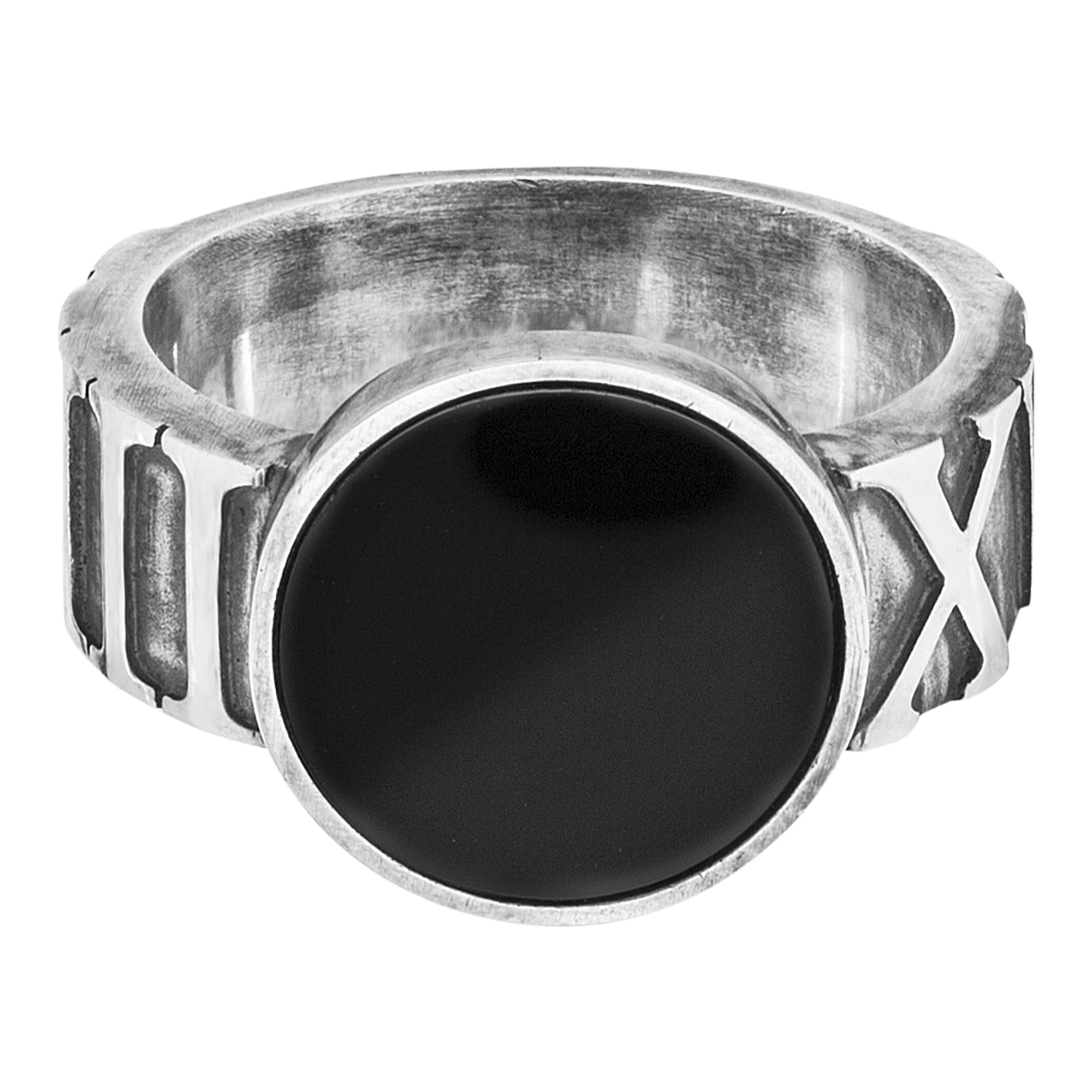 CAÏ Fingerring »925 Sterling Silber matt oxidiert mit Onyx«