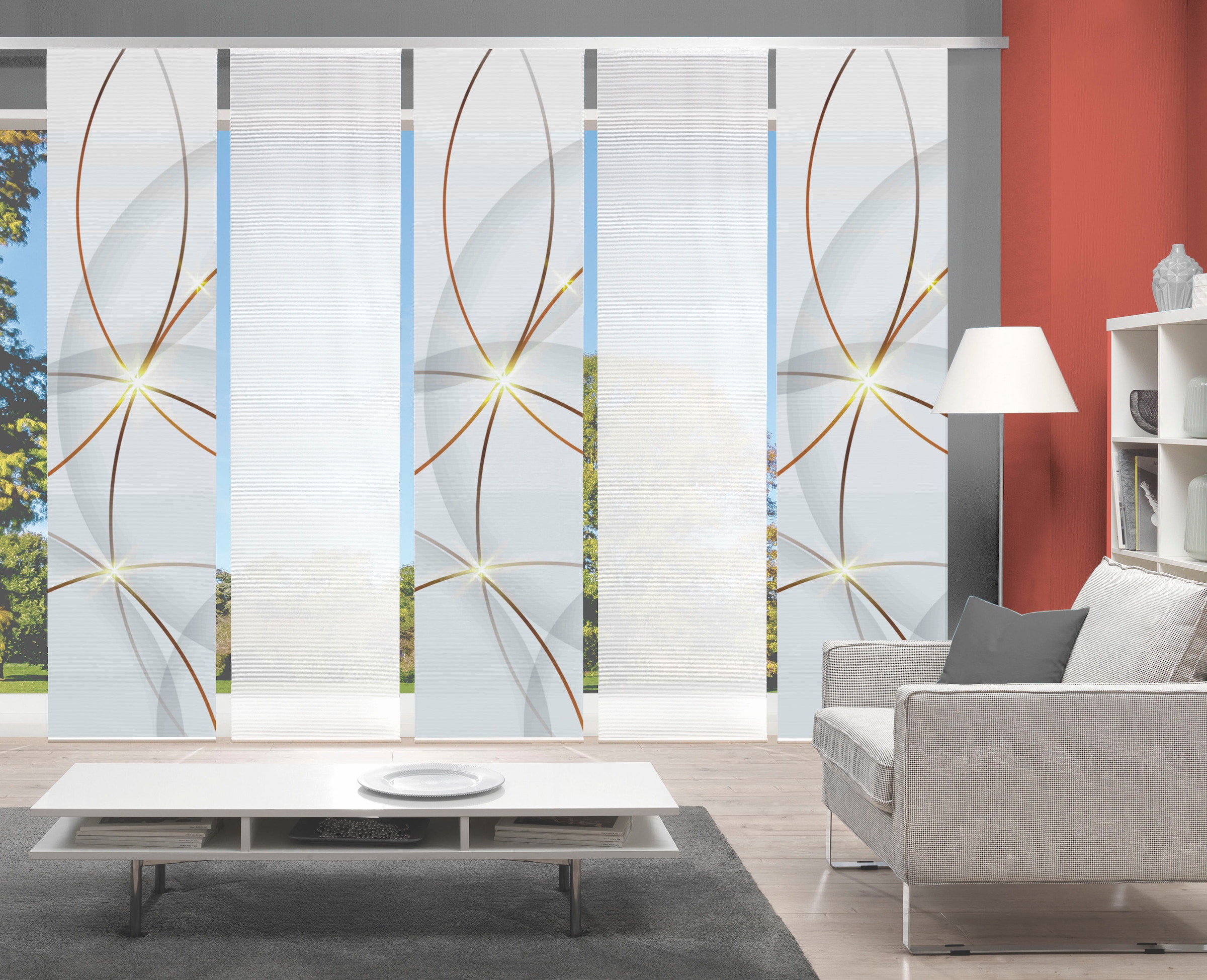 Schiebegardine VISION S, B:60cm H:260cm, rot, Polyester, Gardinen, "BLINKI", DIGITALDRUCK